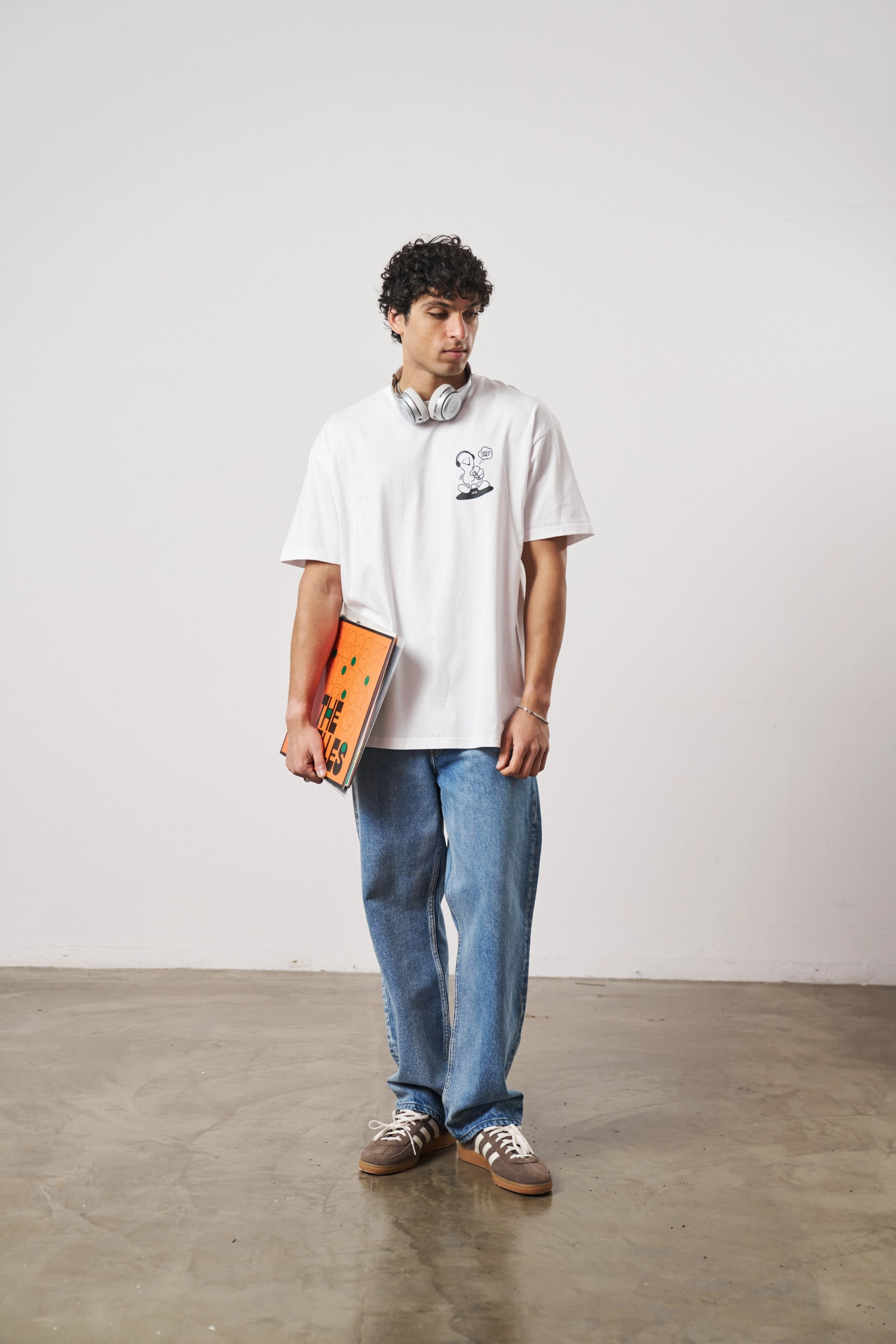 DISCO ONLY 'Play It Twice V6' Tee - White Drop Shoulder Cut Timeless Appeal