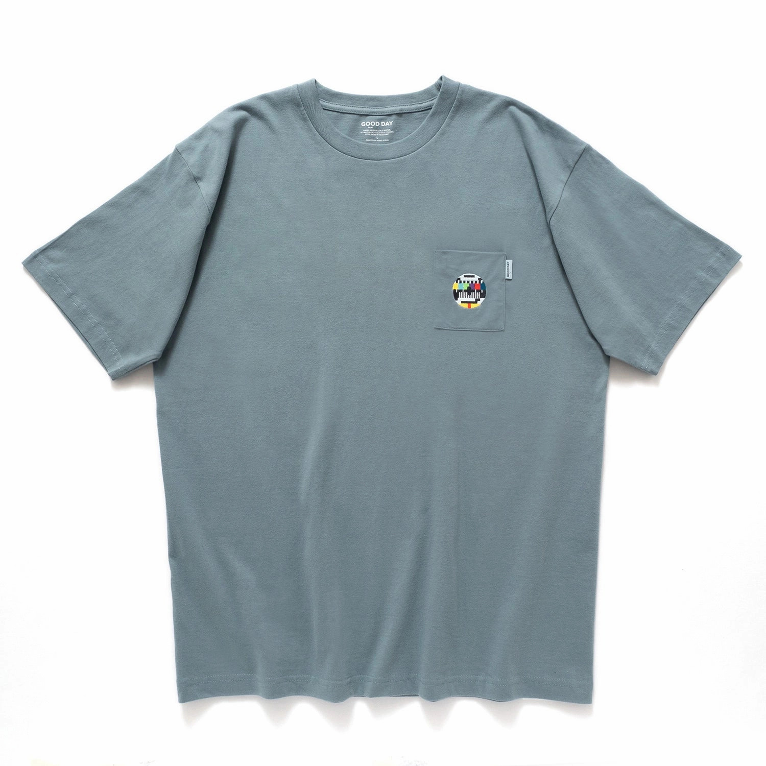 (ZT1630) TV Test Card Embroidery Pocket Tee Wrinkle Resistant Material