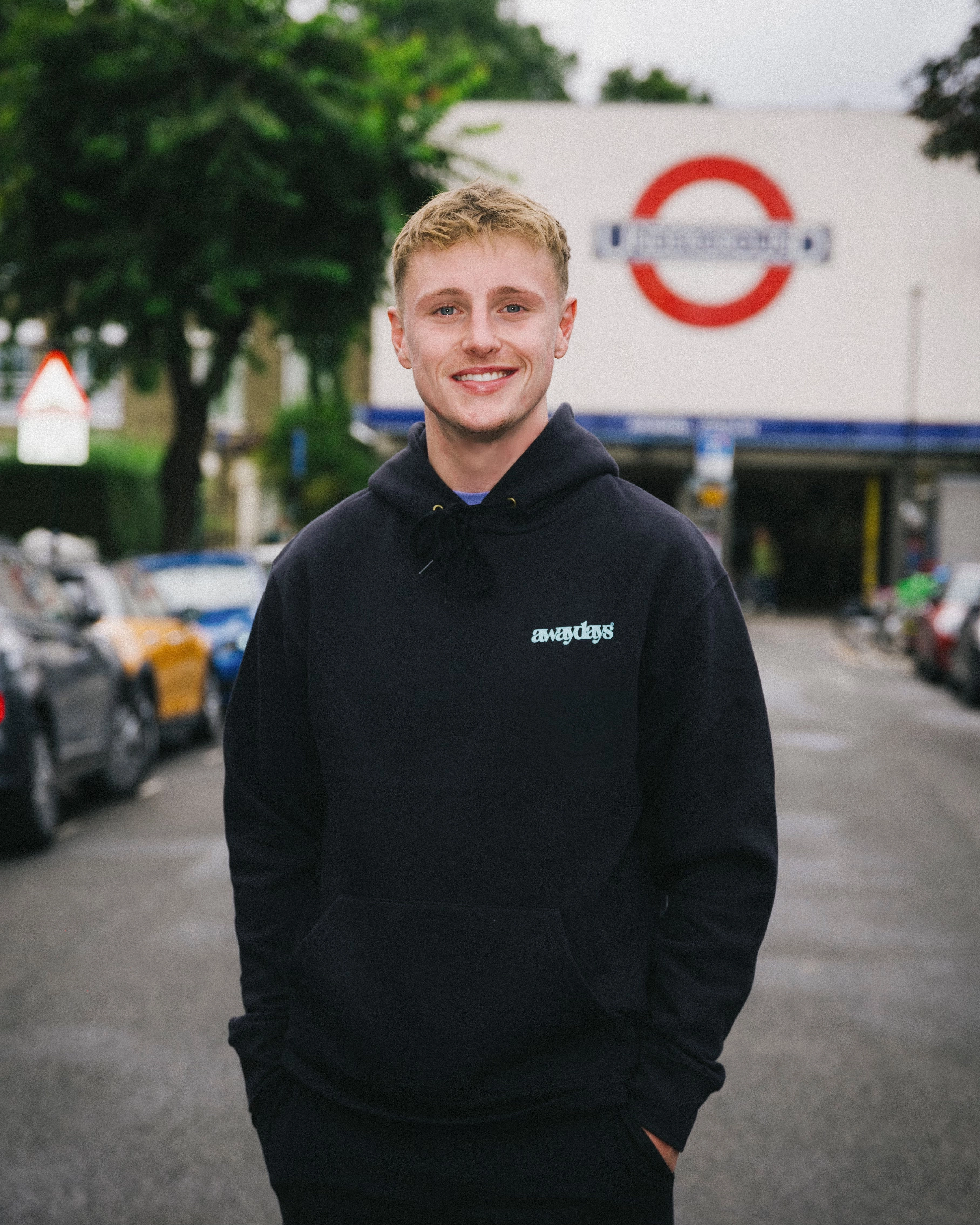 Faded Wash Effect AwayDays 'Tropical Pitch' Hoodie - Black
