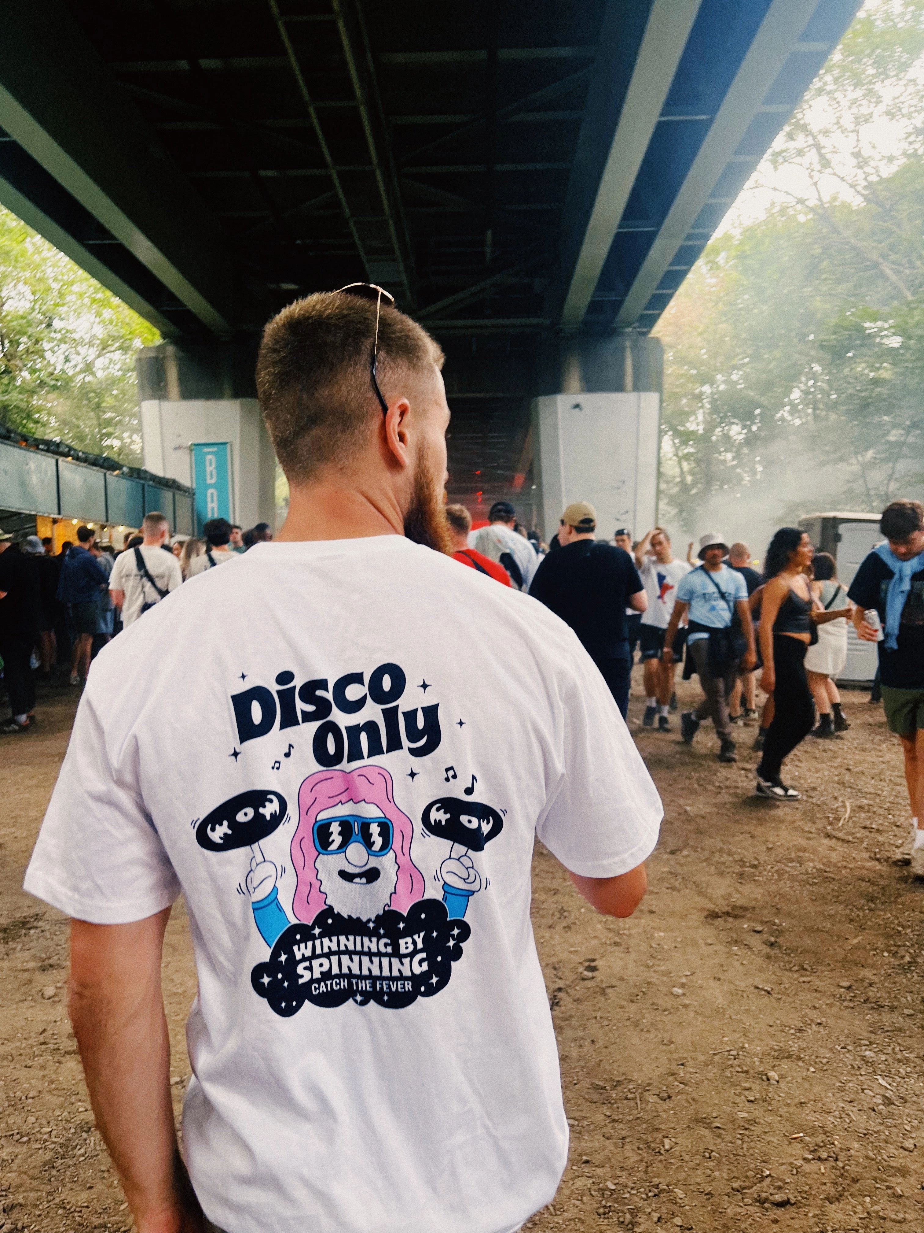 DISCO ONLY 'NYC Disco' Tee - White simple design SoftenedTexturedWeave