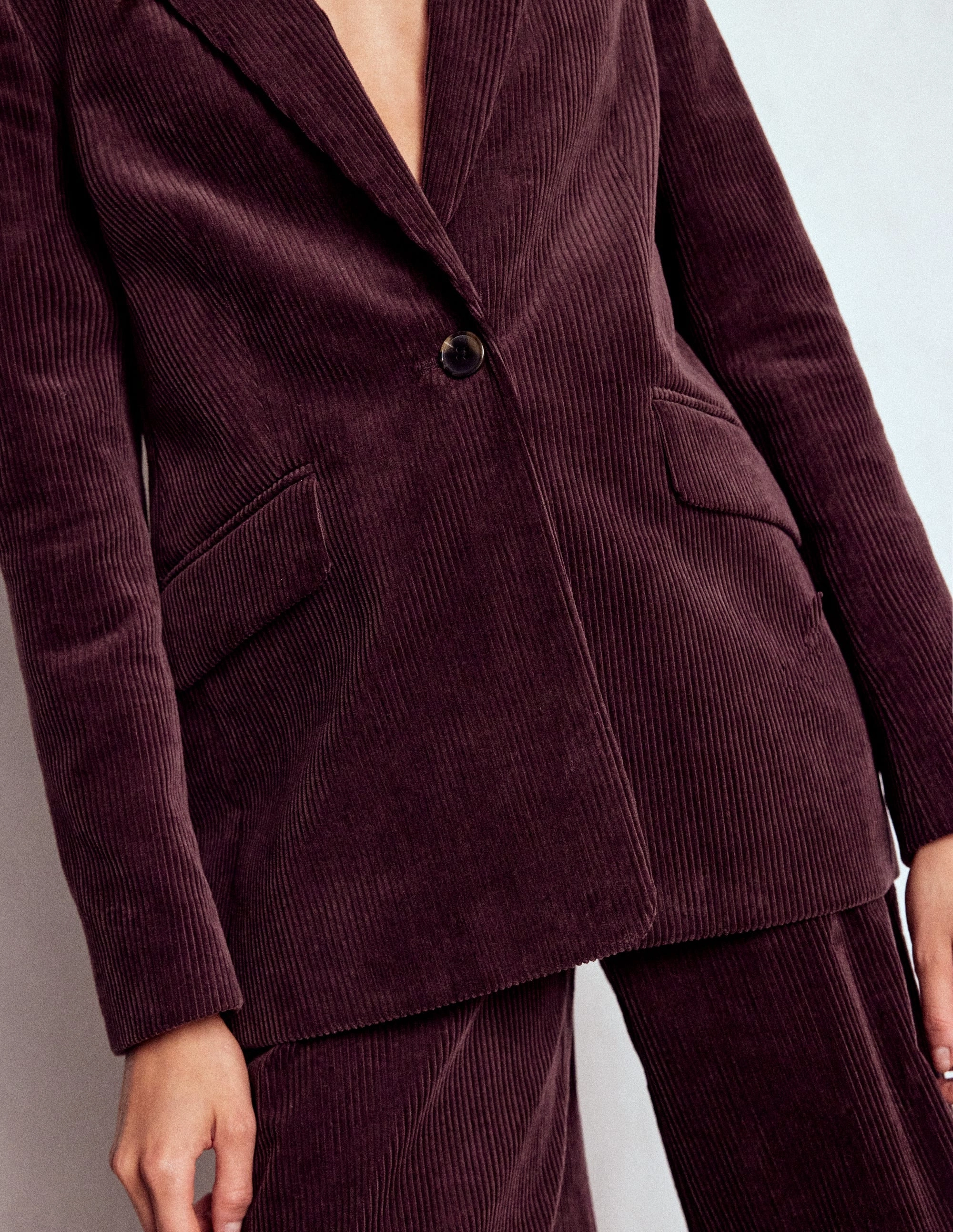 Thermal Insulation Layer Woodbridge Cord Blazer-Deep Aubergine