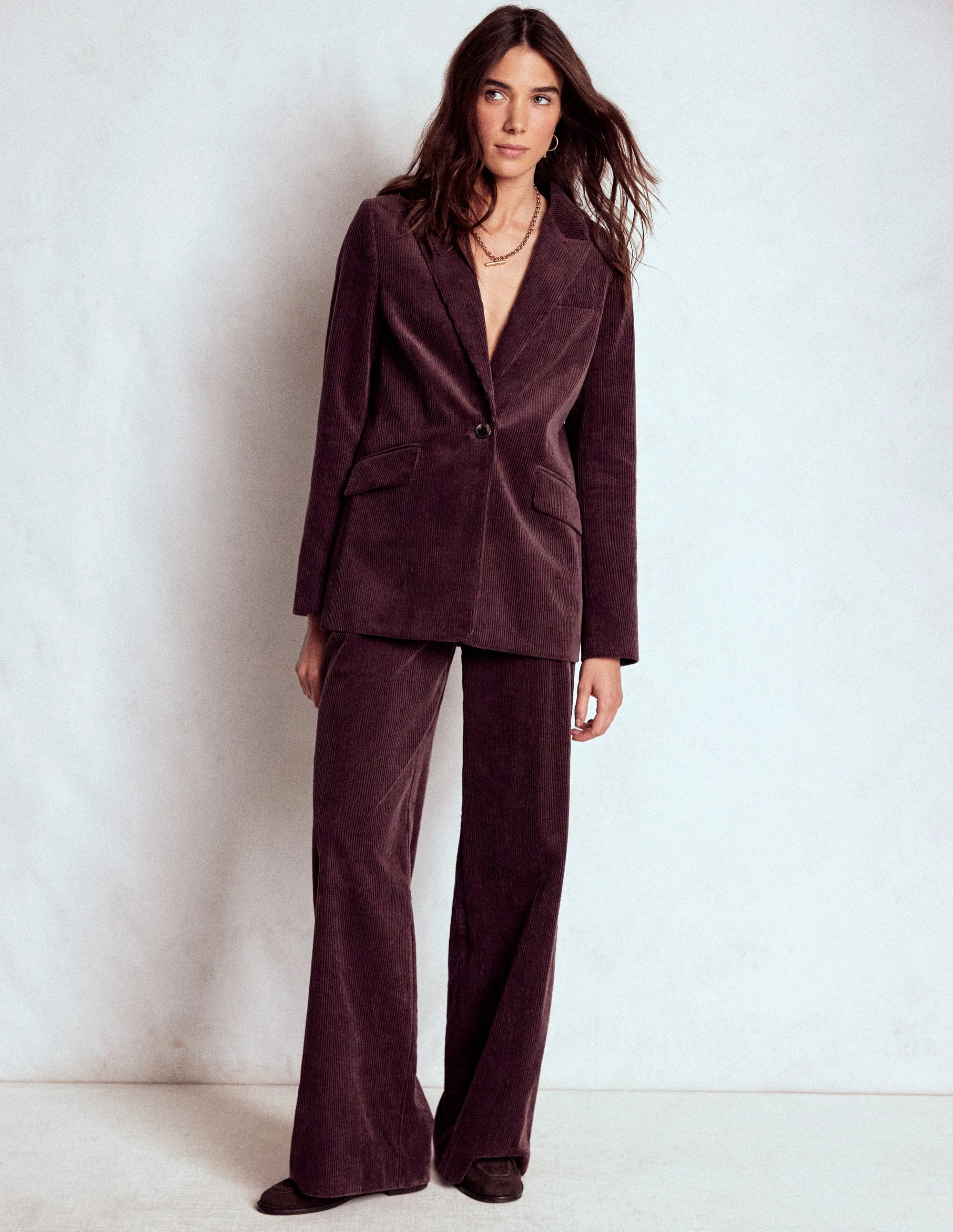 Woodbridge Cord Blazer-Deep Aubergine Water Repellent Finish Travel Must
