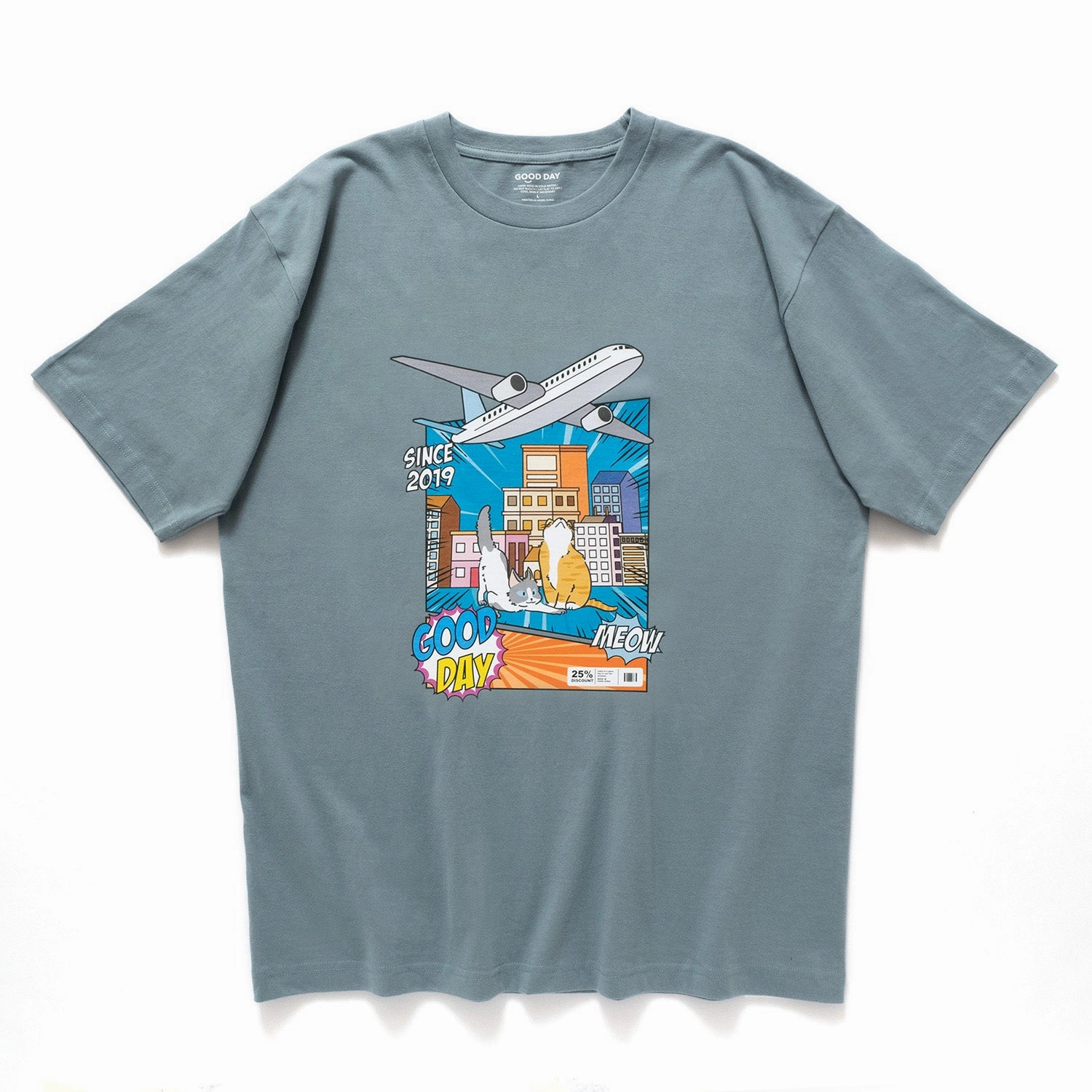 (ZT1538) Purrrfect View Graphic Tee Cozy Layering