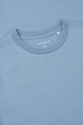 Everyday Comfort Style Vintage Wash TerraTones Natural Dye Crew Neck T-Shirt | Indigo Blue 12140J