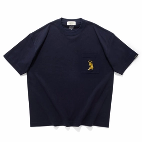 (ZT1681) Tiger Embroidery Pocket Tee Low Profile Collar Active Outfit Style