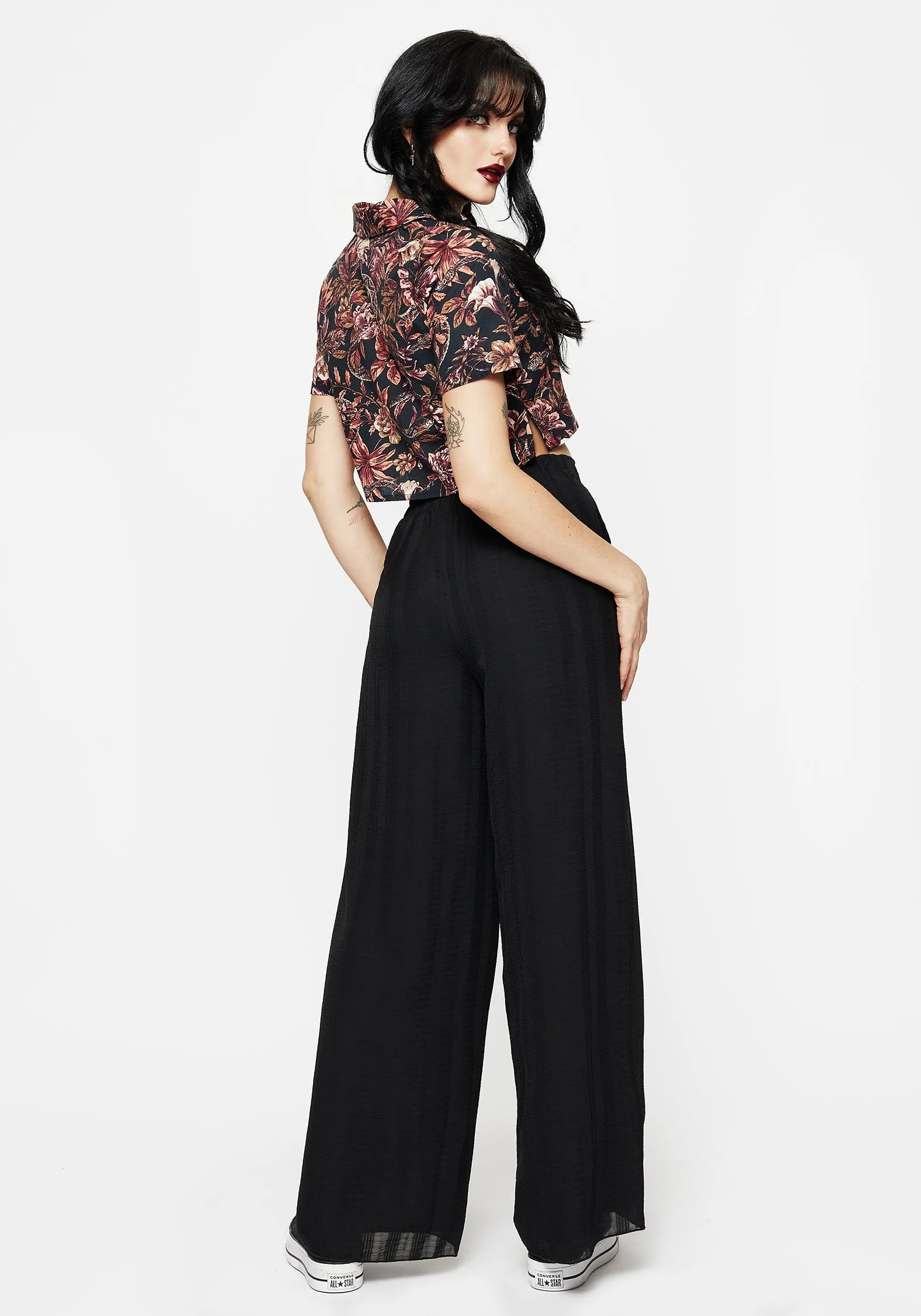 Non Slip Waist Grip Breathable Layer Fit Tabitha Wide Leg Check Trousers