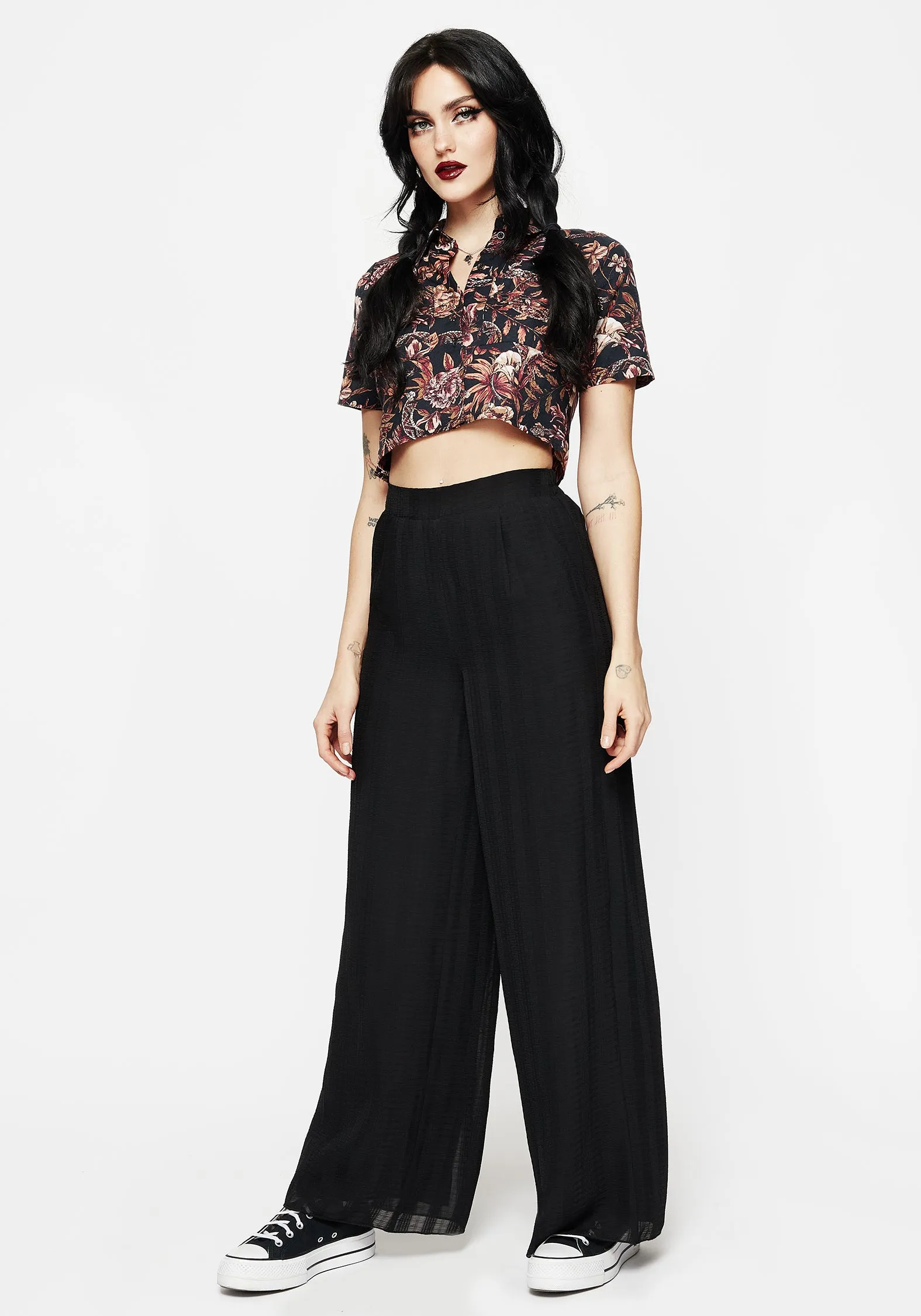 Anti Odor Technology Active Stretch Tabitha Wide Leg Check Trousers