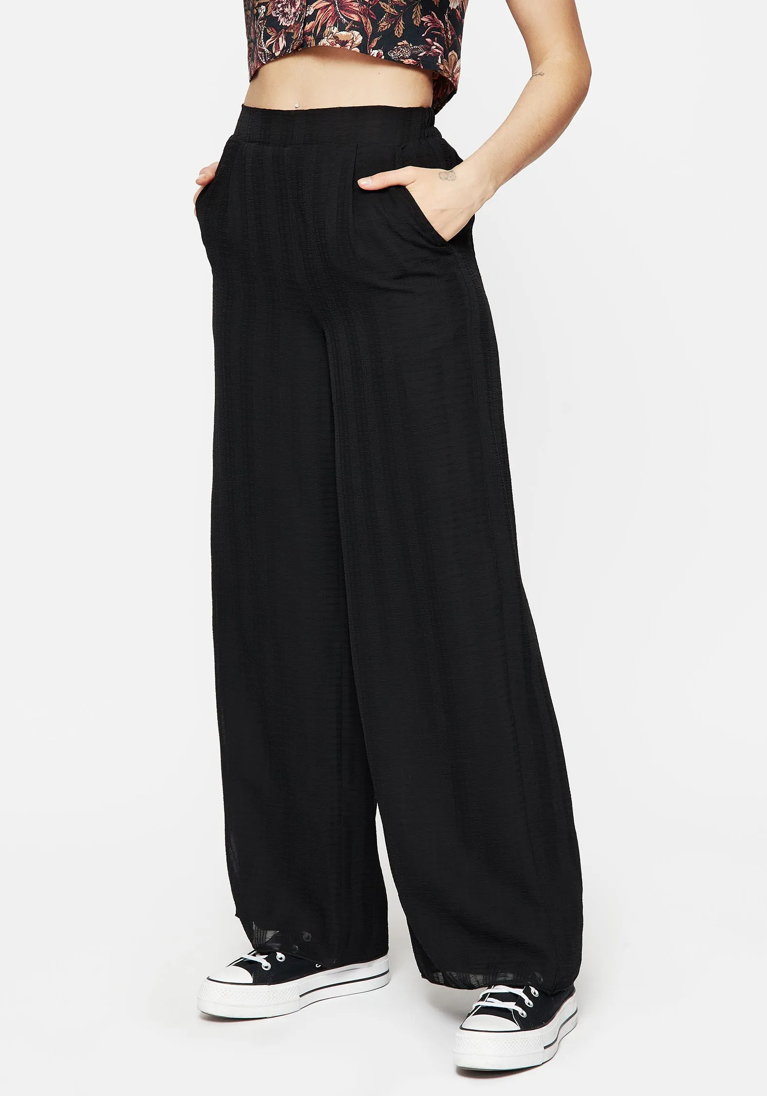 Tabitha Wide Leg Check Trousers Gusseted Crotch