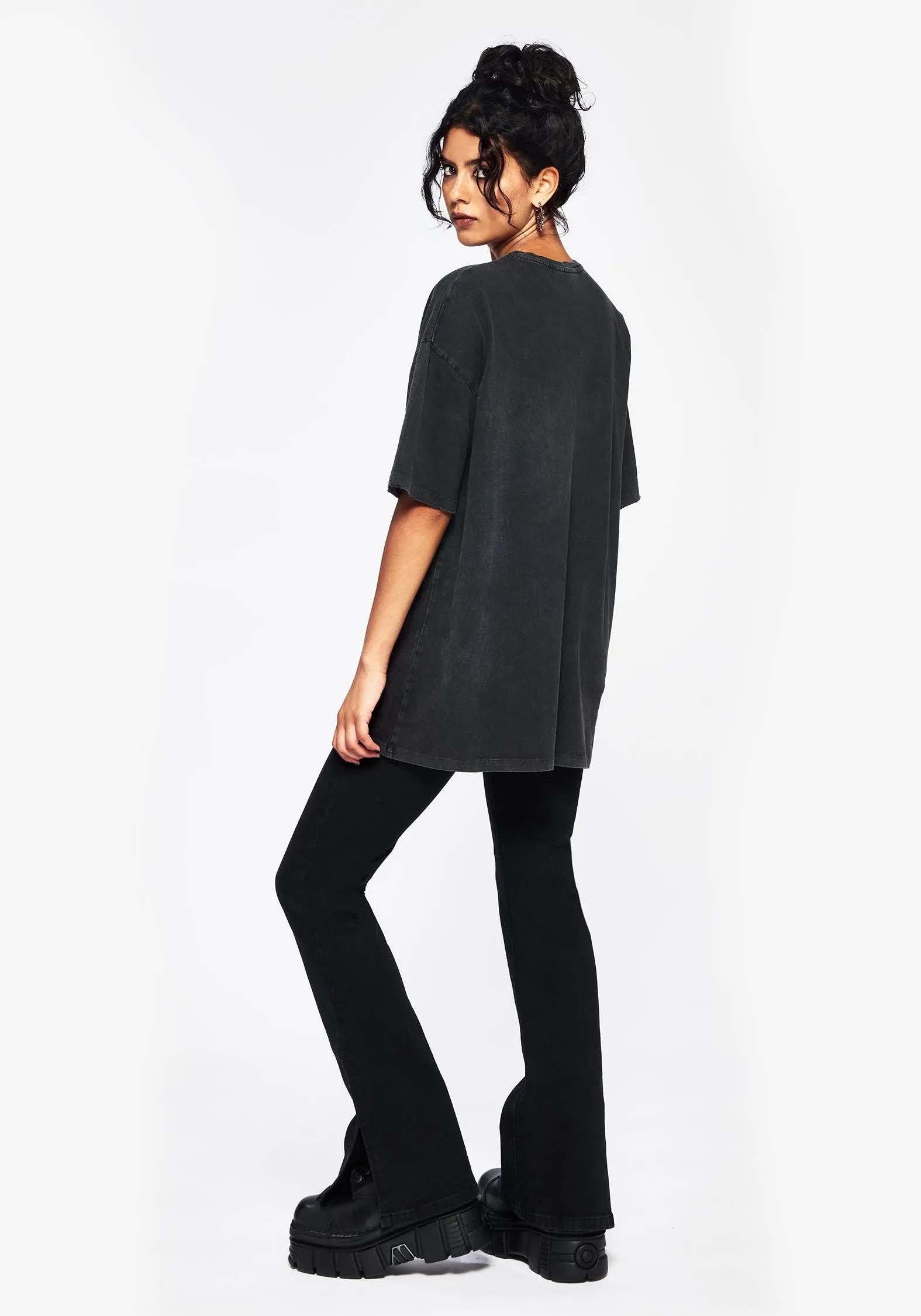 Relaxed Dress Drop Shoulder Design Anura Oversized Acid Wash Frog Graphic Print T-shirt