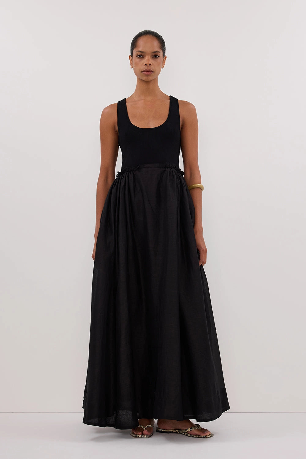 Elegant Everyday APRIL BLACK HYBIRD KNIT MIDI DRESS