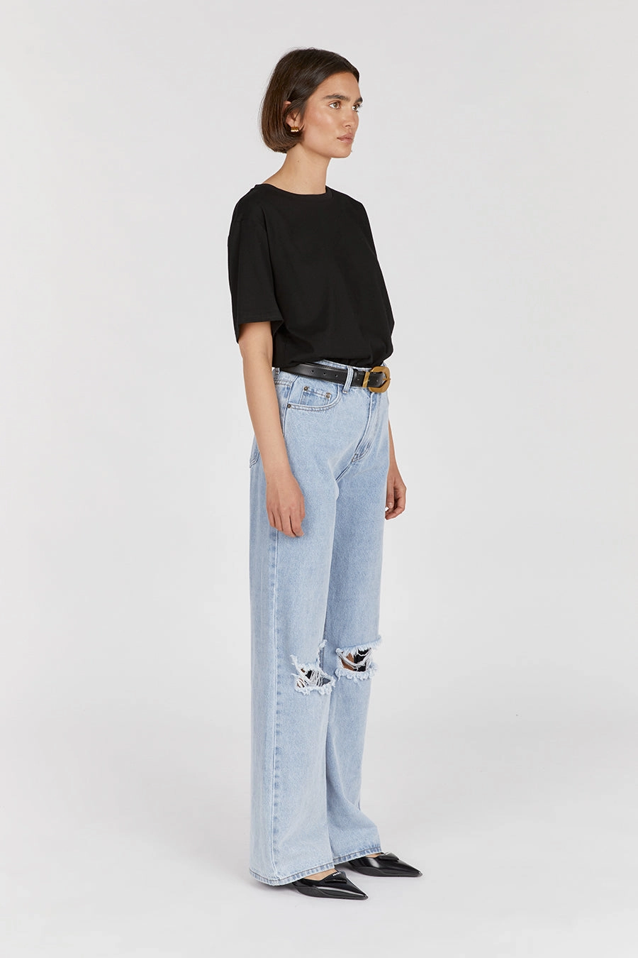 ARCHIE BLUE HIGH RISE RIPPED JEAN Functional Look Breathable Motion
