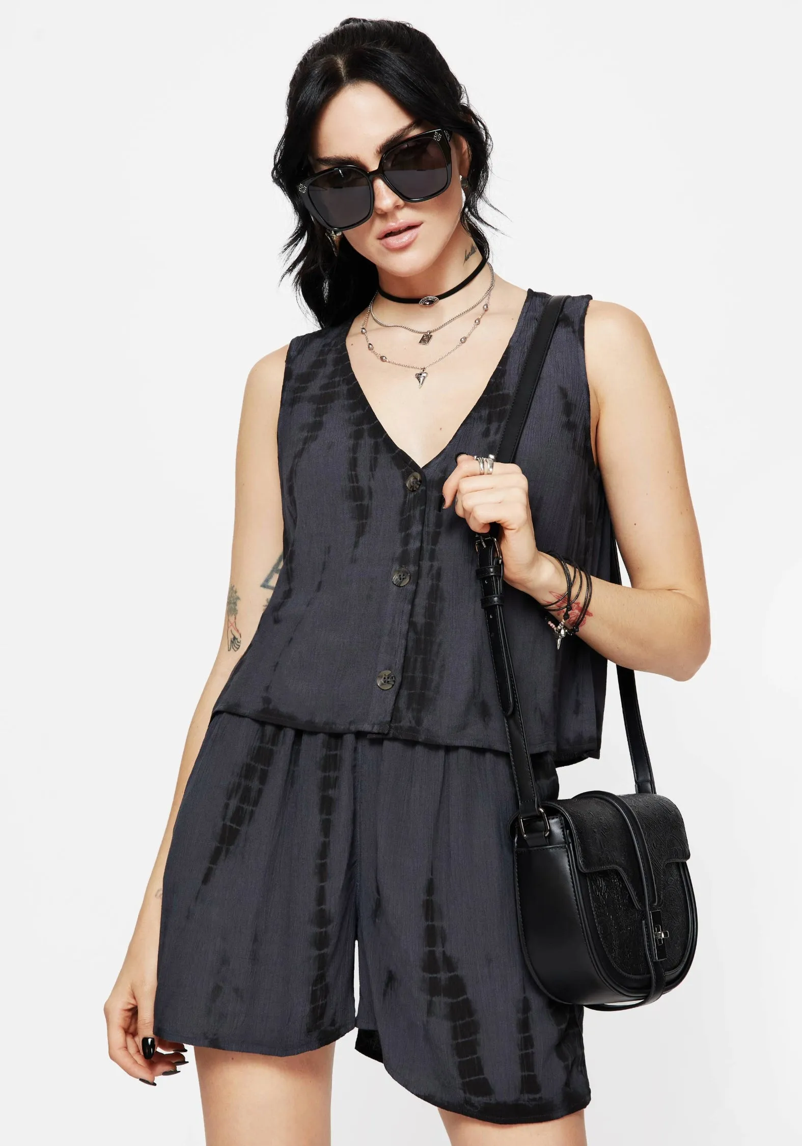 Aria Tie Dye Shorts Plus Size Effortless Fit
