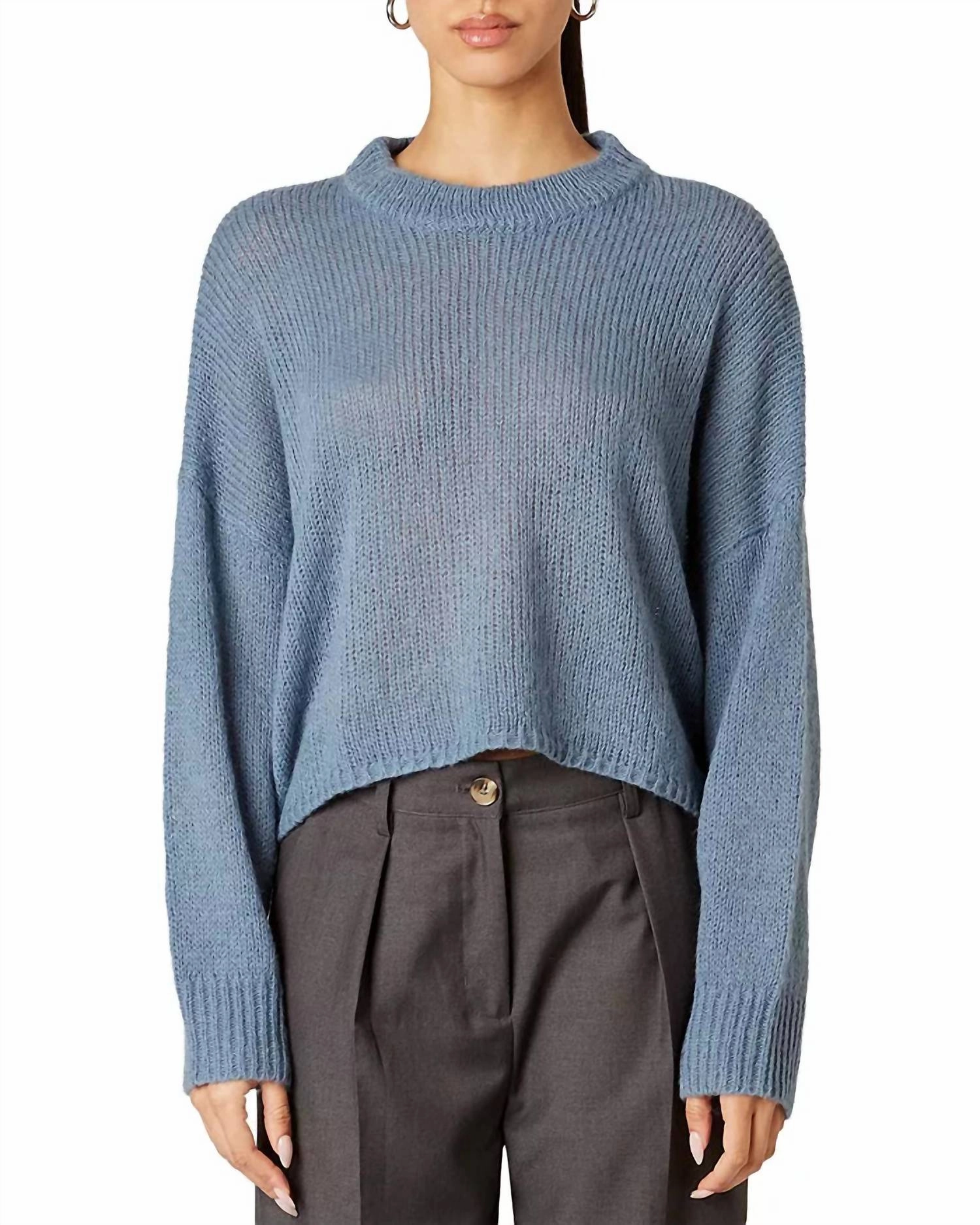 Ariana Sweater In Slate Blue Fashionable Wear Thermal Locking Yarn