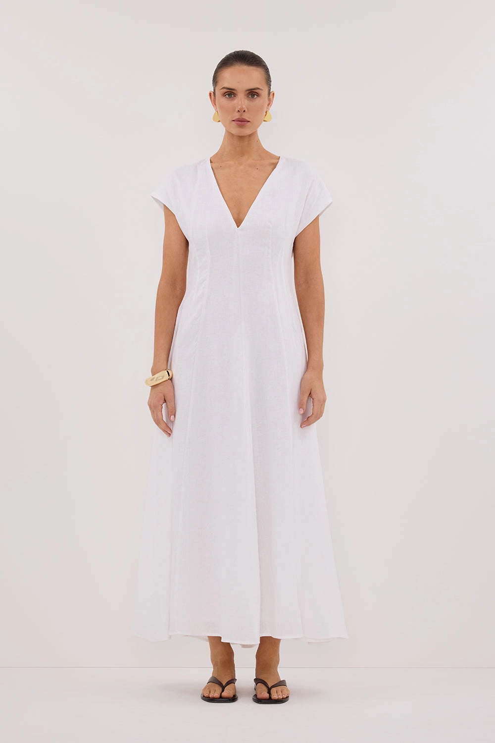 MATISSE WHITE LINEN MIDI DRESS OdorControlTreatment