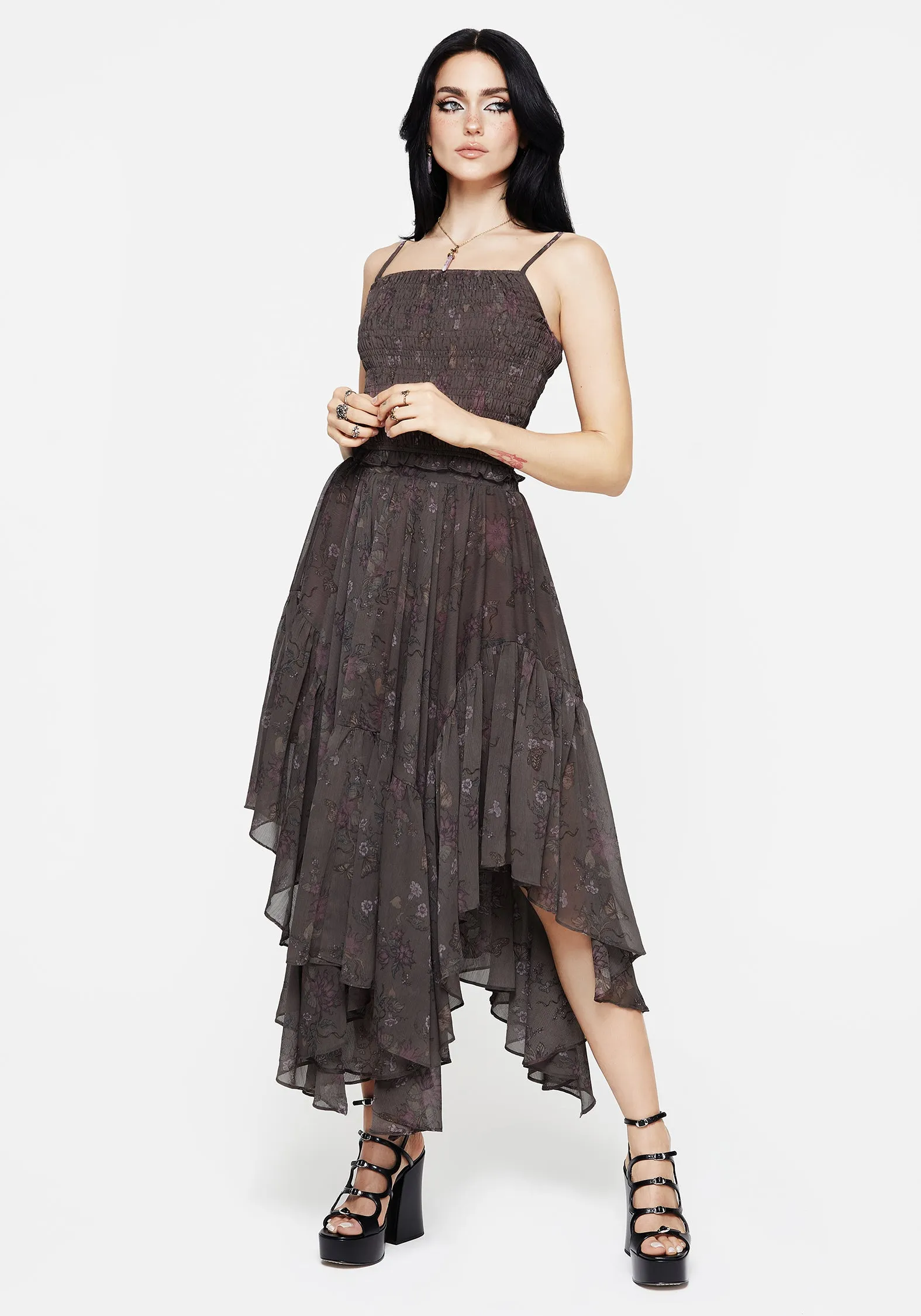 Gentle Flow Arnora Chiffon Handkerchief Hem Midaxi Skirt