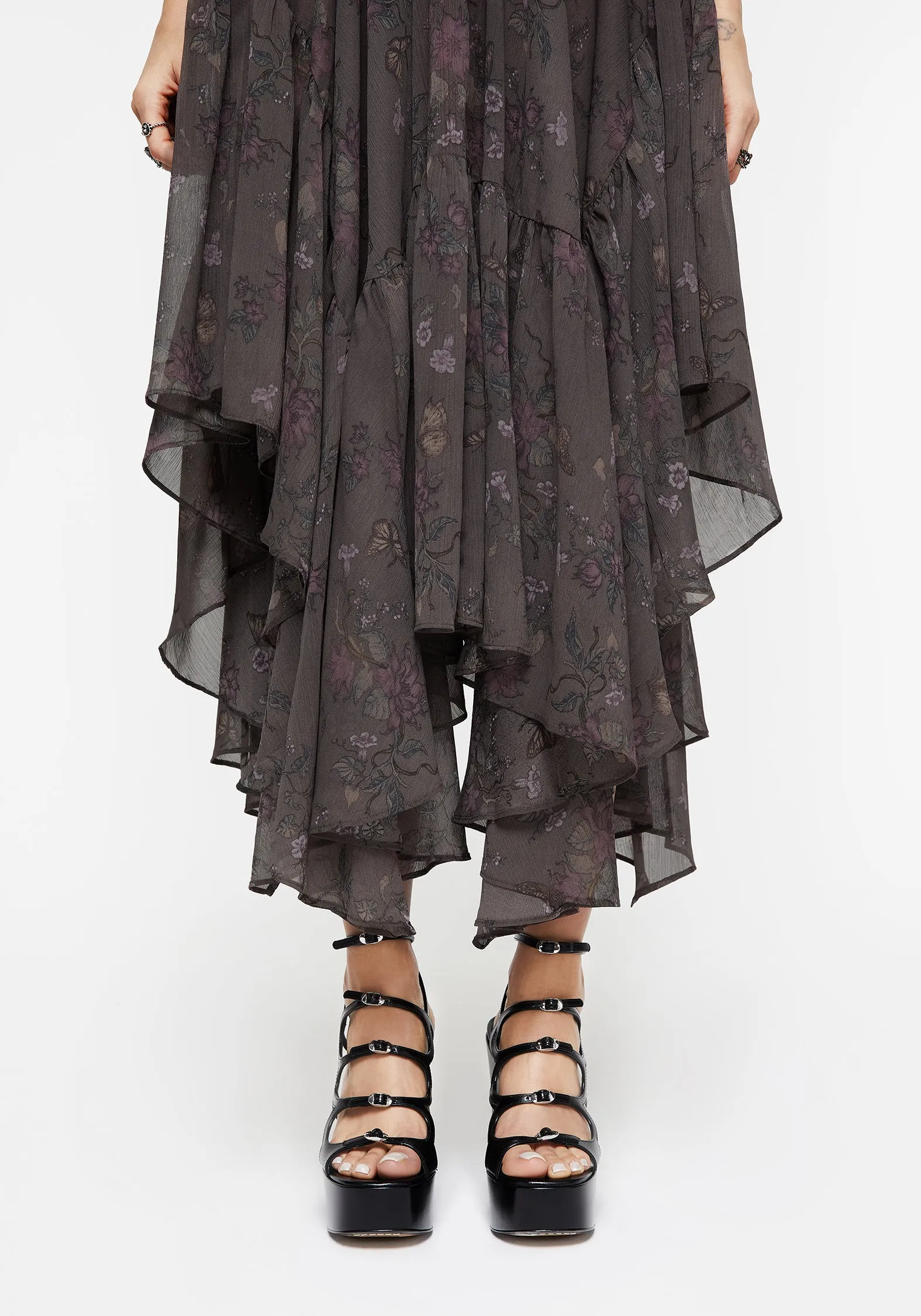 Arnora Chiffon Handkerchief Hem Midaxi Skirt Clean Mood