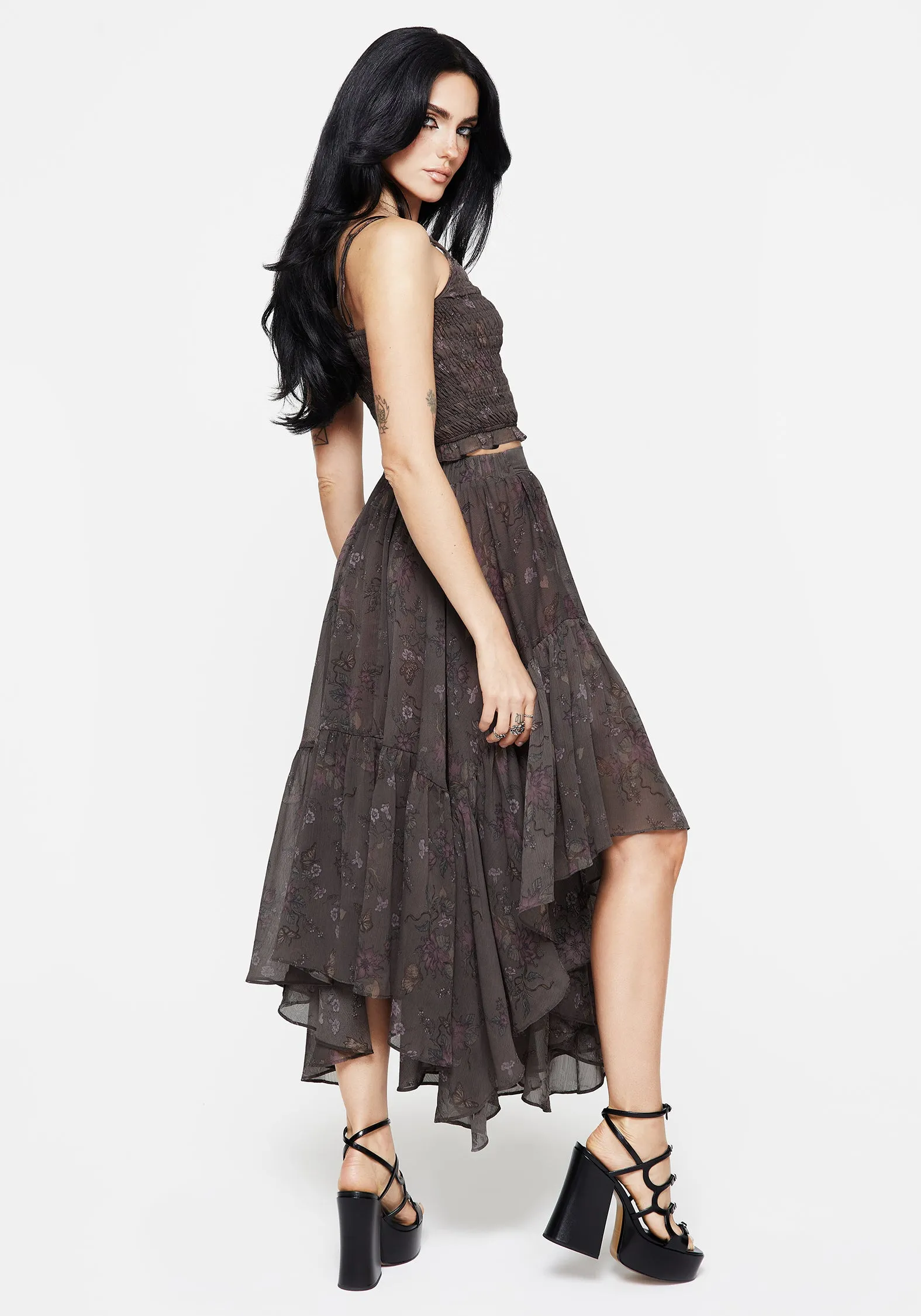 Year Round Style Glamorous Appeal Arnora Chiffon Handkerchief Hem Midaxi Skirt