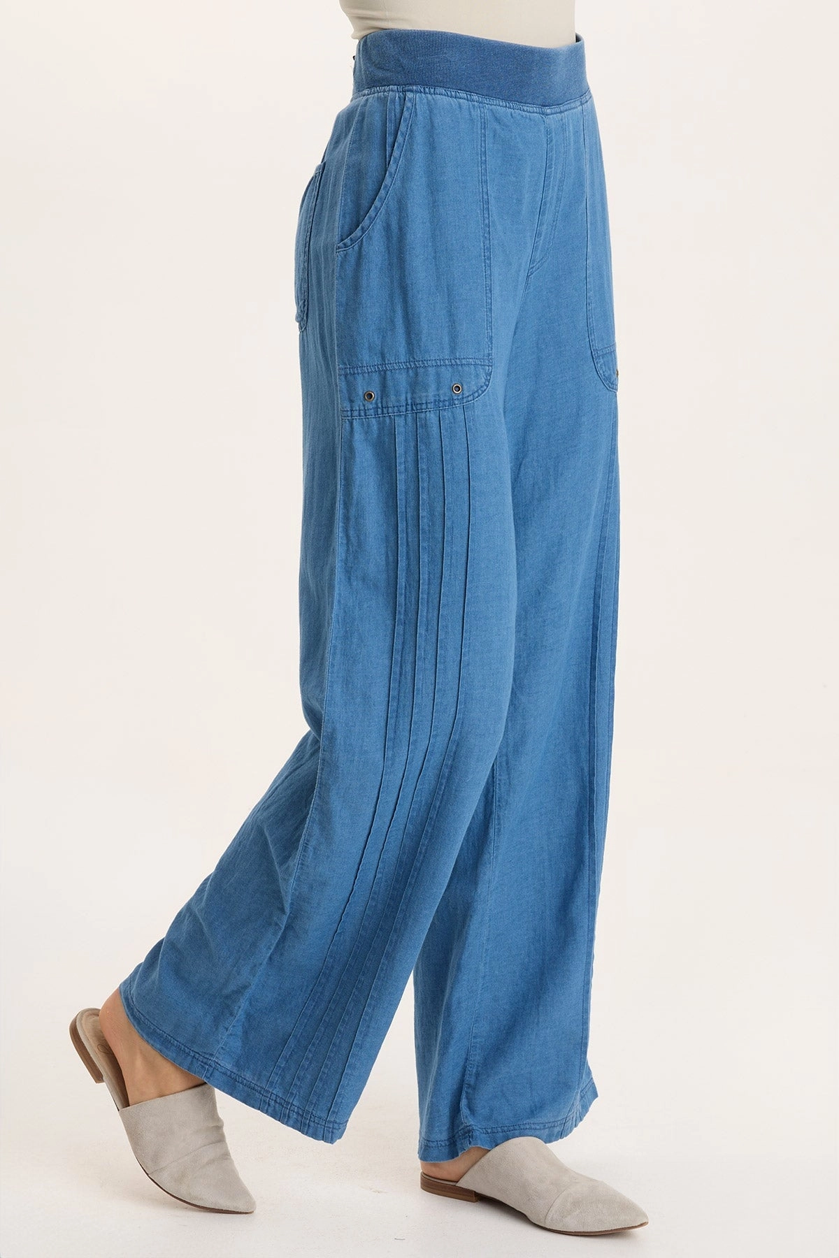 Boho chic Perfectly Relaxed Arvid Mock Denim Pull-On Wide Leg Pant