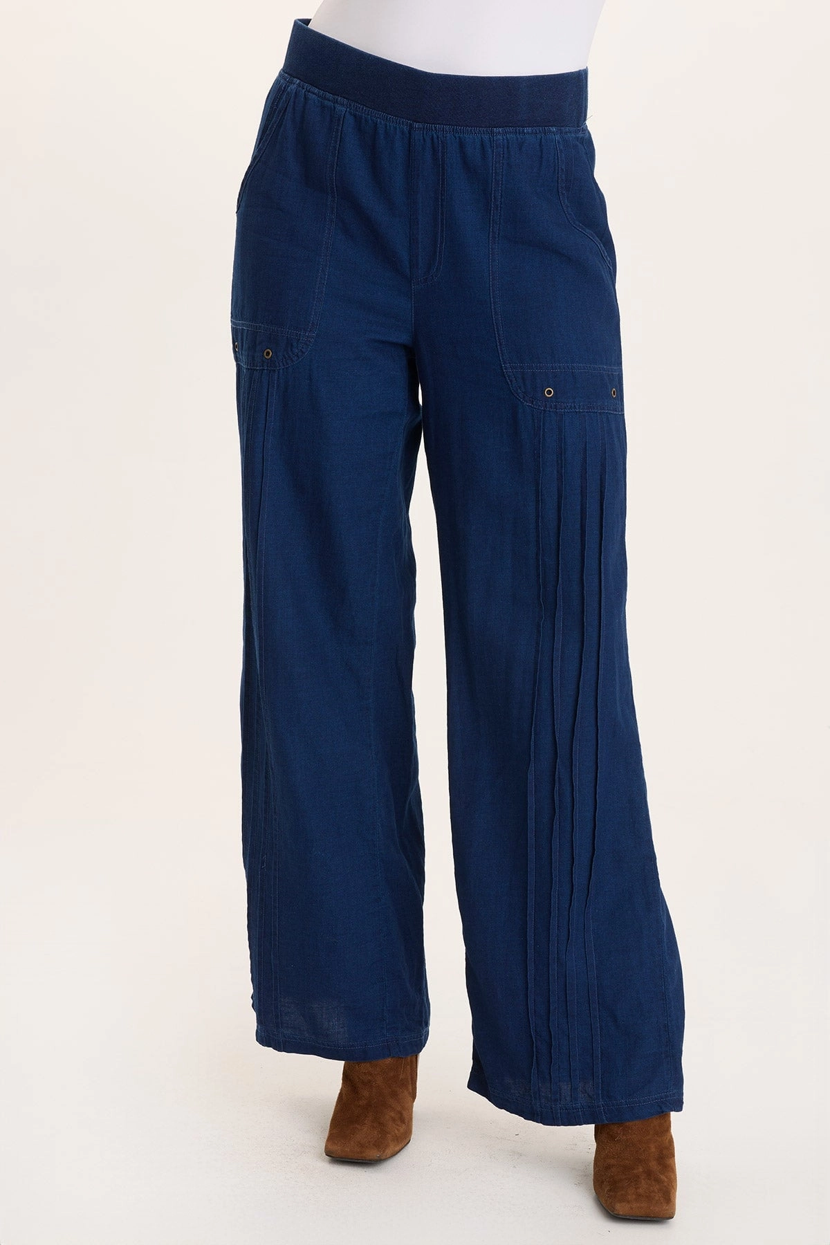 Arvid Mock Denim Pull-On Wide Leg Pant HeatRegulating Cozy Feel