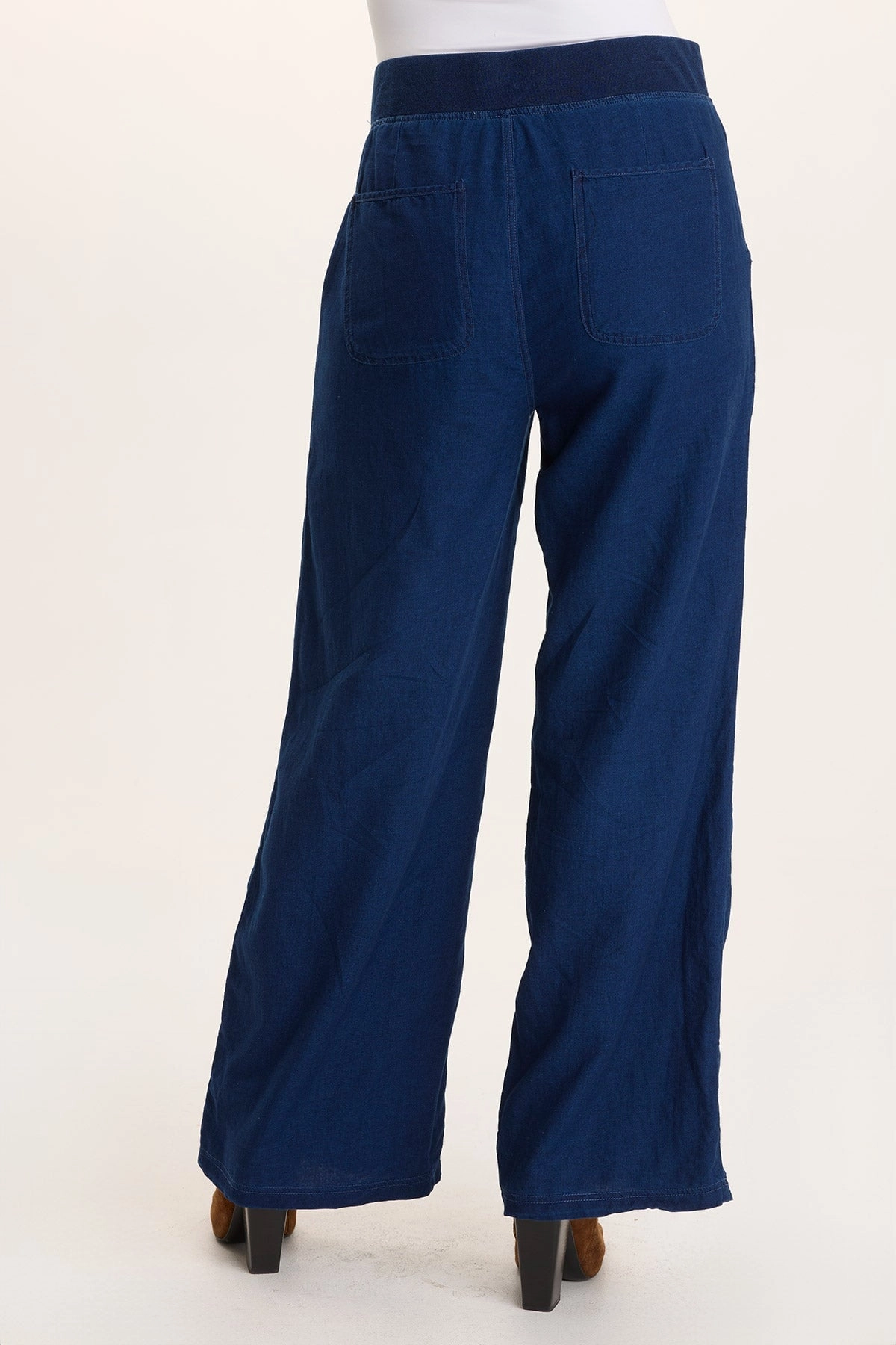 Arvid Mock Denim Pull-On Wide Leg Pant Minimal Look