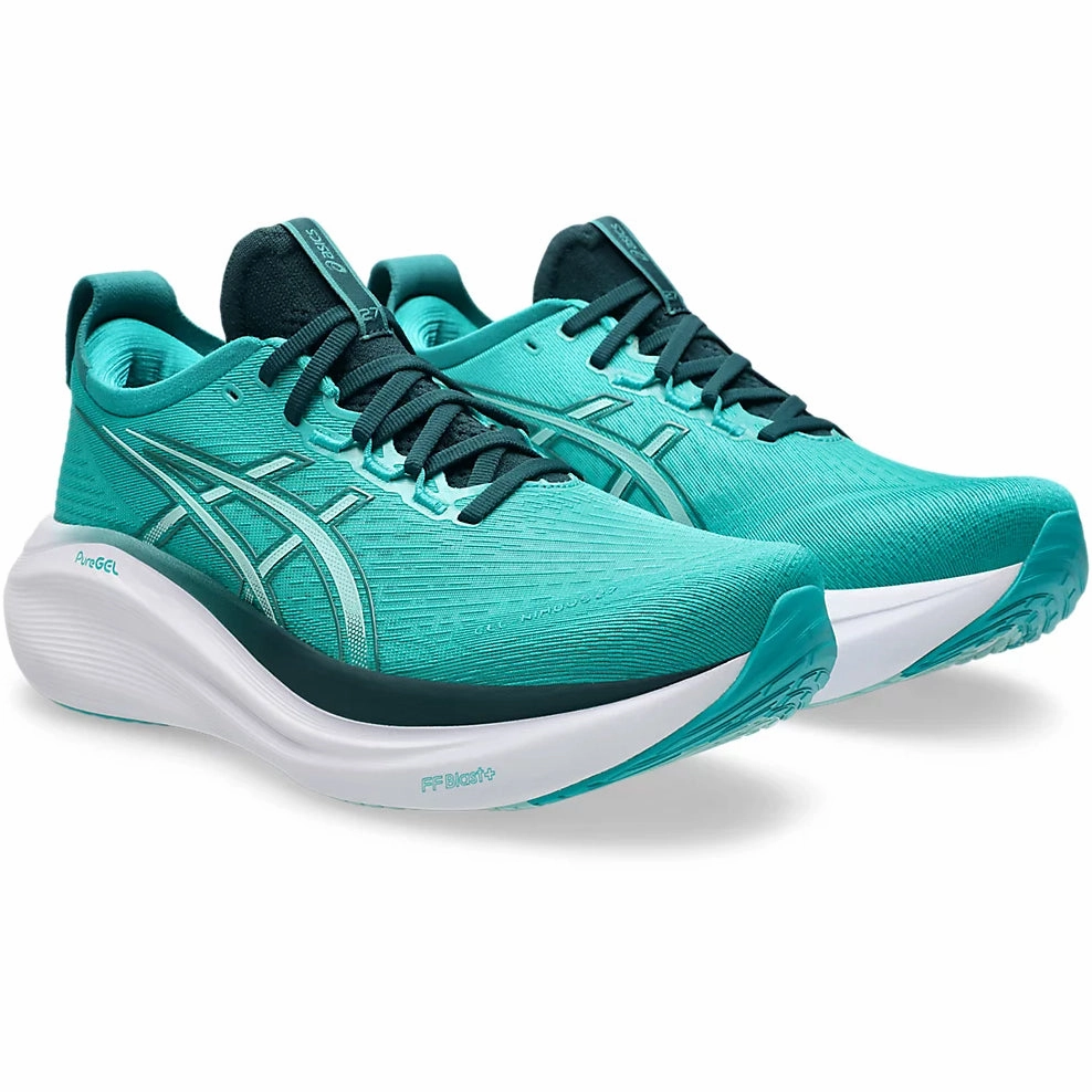 floral - design shoes running for a way to stay up - to - date with trends Asics Men's Gel-Nimbus 27 Running Shoes Wave Teal / Saxon Green