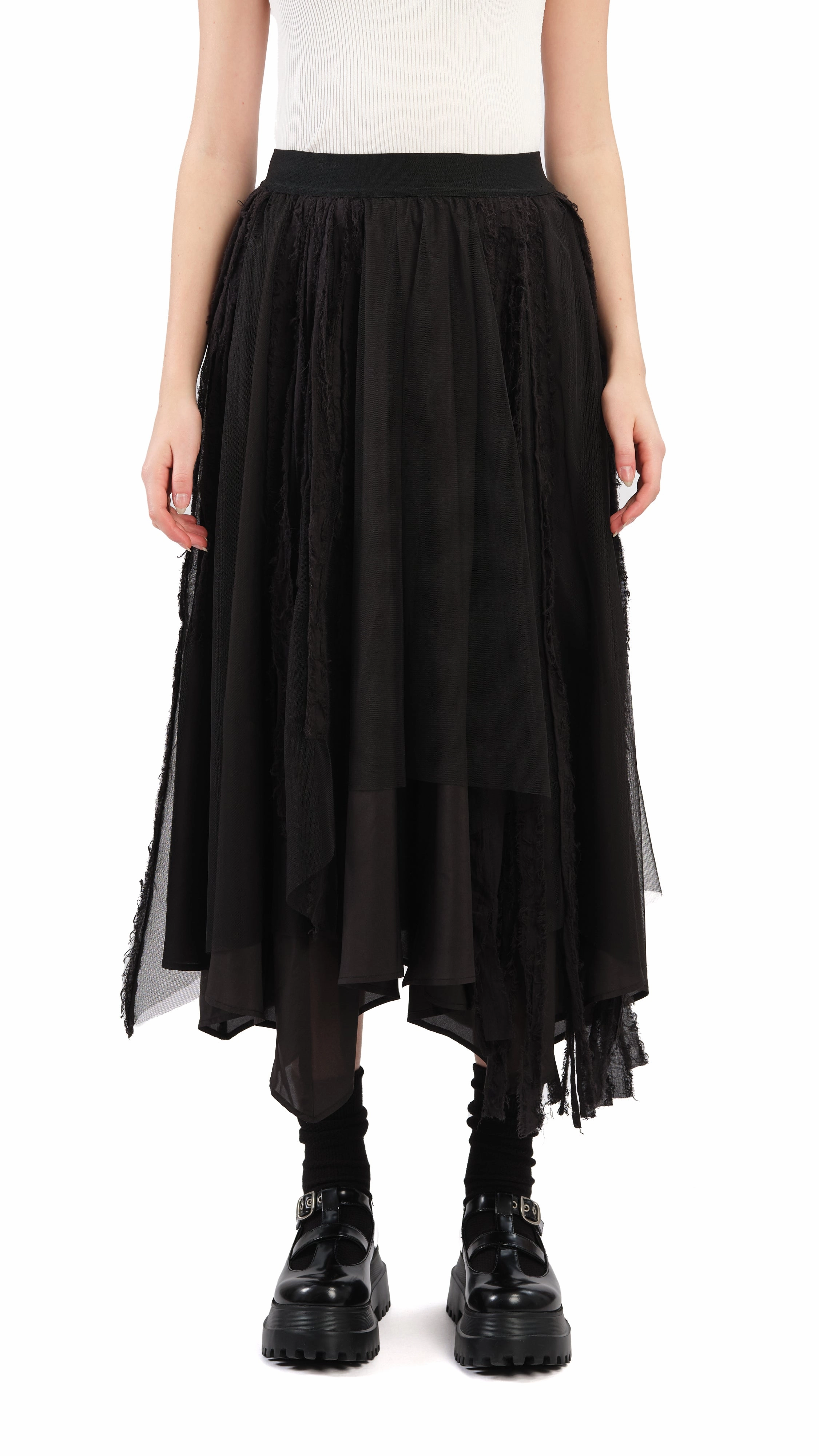 Timeless Trend Adjustable Hem Asymmetric Layer Skirt