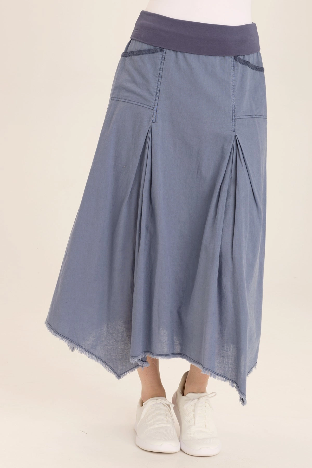 Triste Linen Bohemian Sharkbite Maxi Skirt Synthetic Blend Performance Fashion