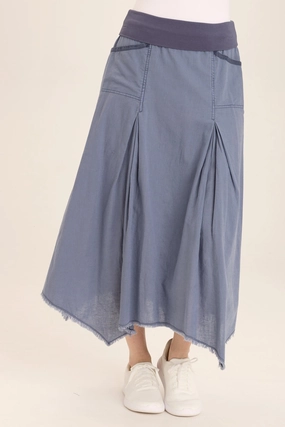 Triste Linen Bohemian Sharkbite Maxi Skirt Synthetic Blend Performance Fashion
