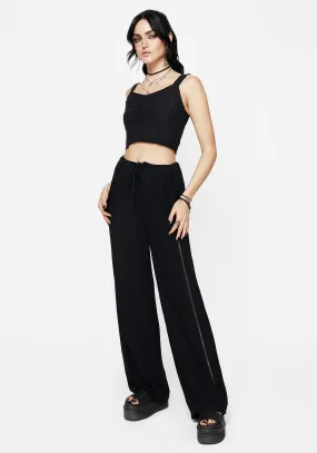 Blessing Lace Trim Wide Leg Trouser Side slits Odor Resistant Treatment