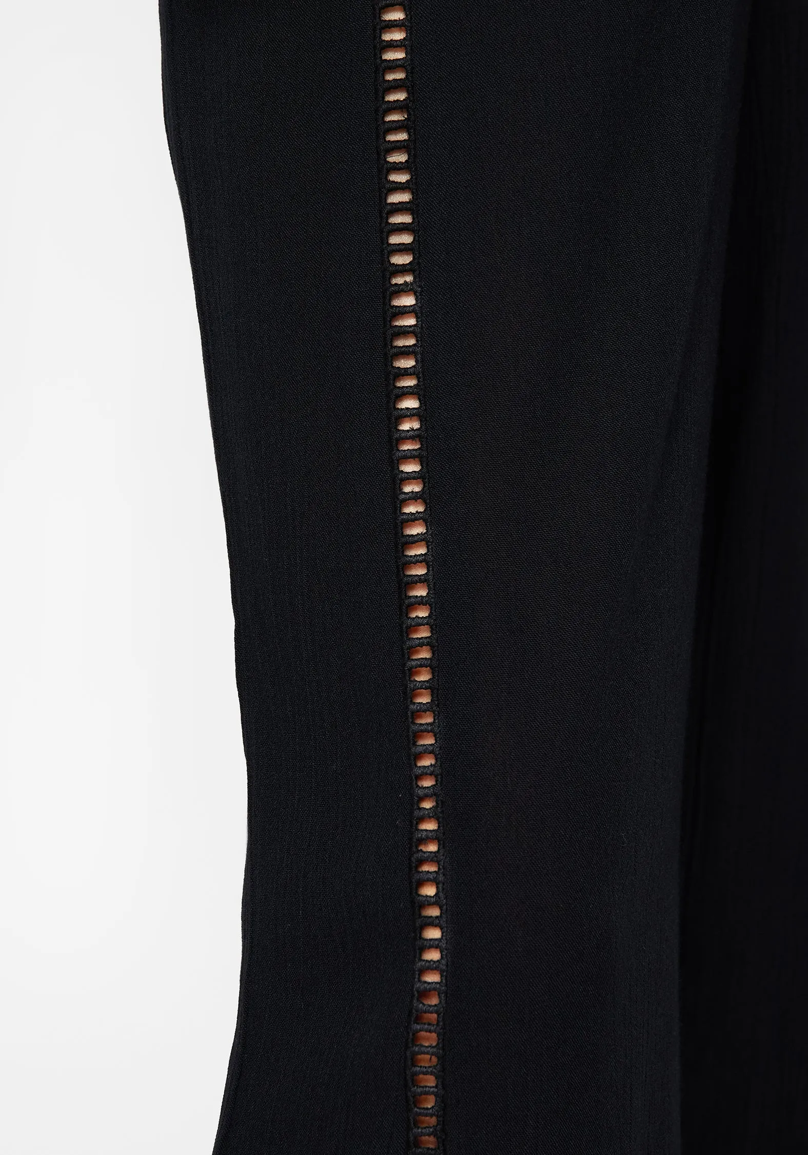 Casual Chic Look Eco Friendly Dye Blessing Lace Trim Wide Leg Trouser