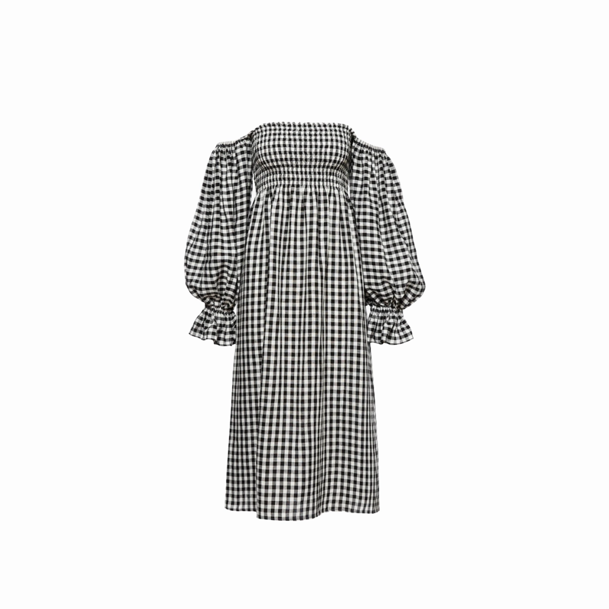 High low hem Semi Formal Atlanta Linen Dress Black Vichy