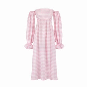 City Flow Silky Shine Atlanta Linen Dress in Pink Vichy