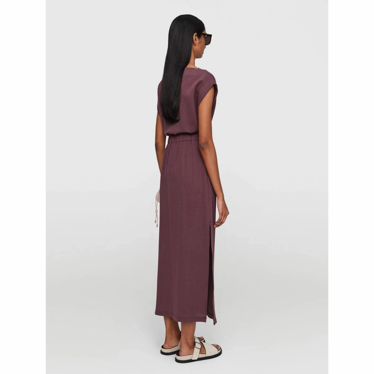 Comfortable and breathable Soft Harmony Aubergine Cotton Jersey Dress