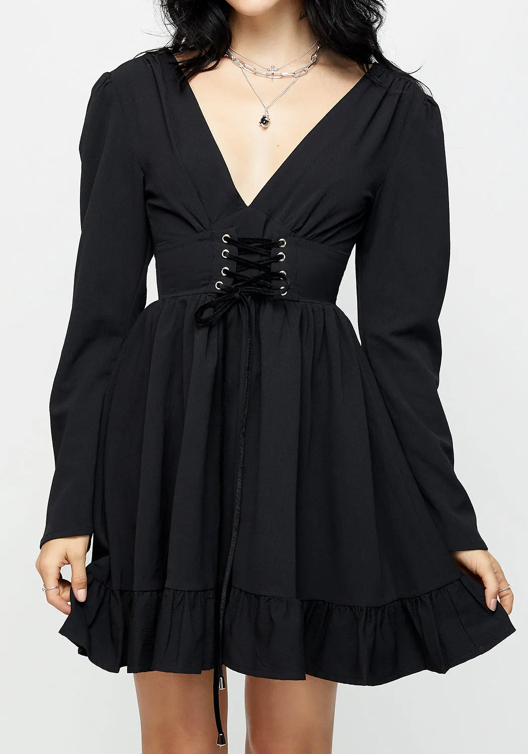 plus-size Polished Edge Aura Lace Up Mini Dress