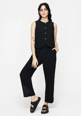 Aya Embroidered Linen Blend Balloon Pants Double Stitched Seams Weekend Style