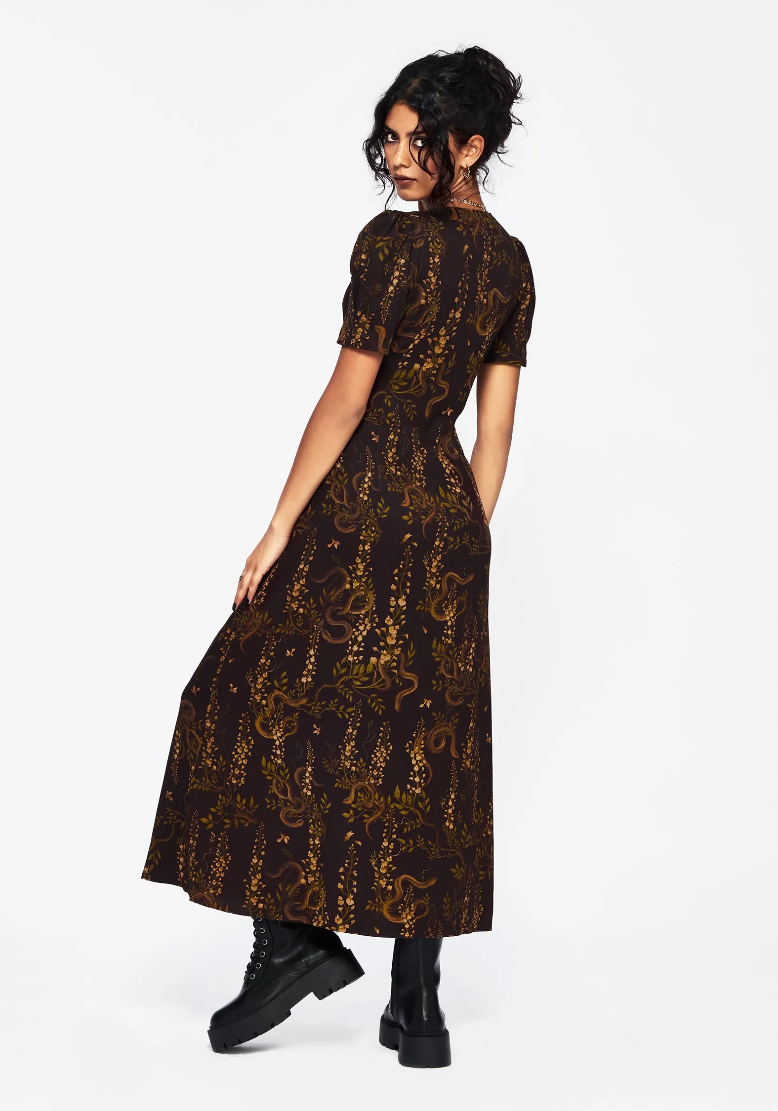 Light Fabric Azazel Snake Printed Midaxi Dress