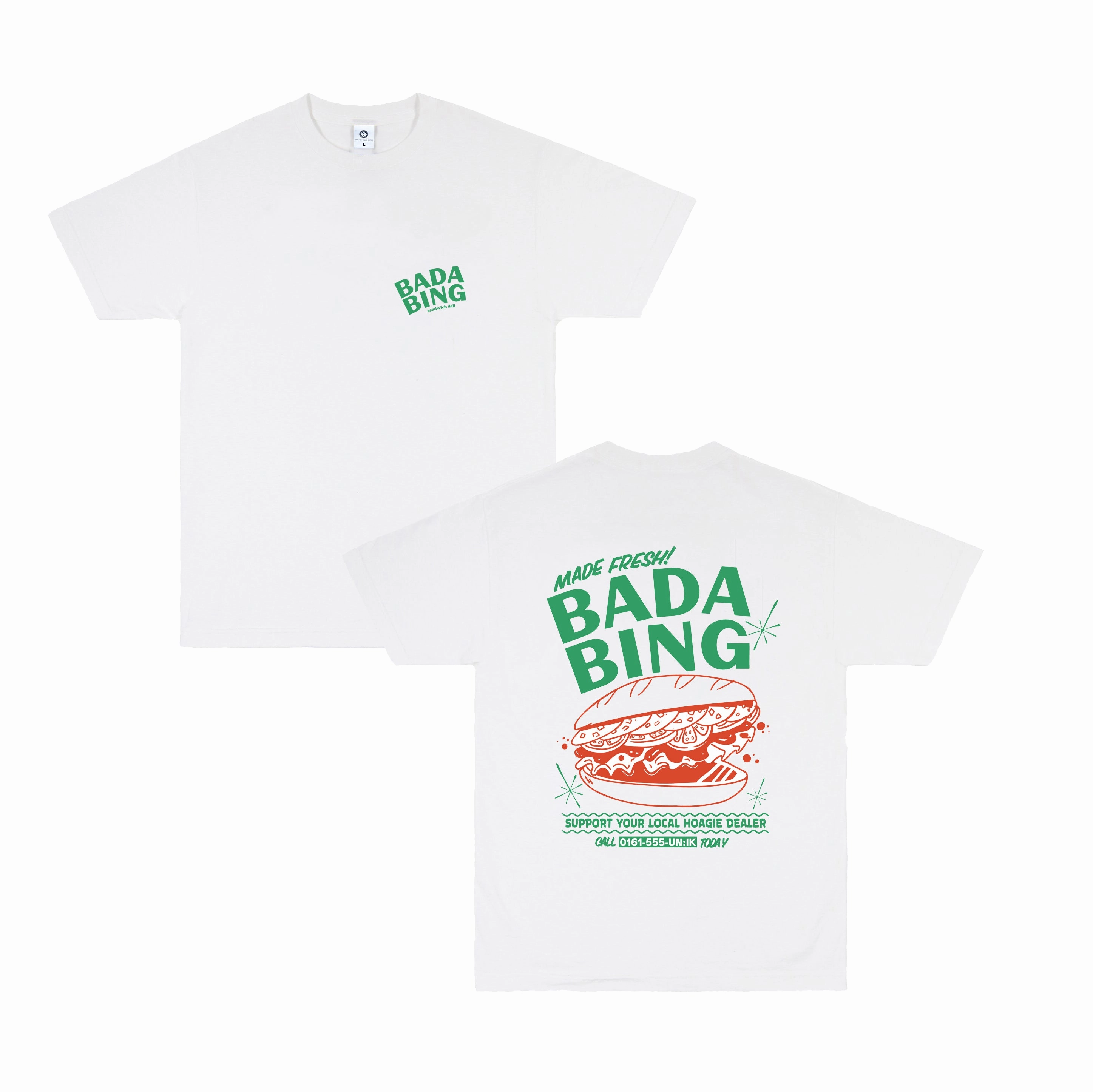 Bada Bing x UN:IK 'Fresh Hoagie' Tee - White Lightweight Feel Self Fabric Tape