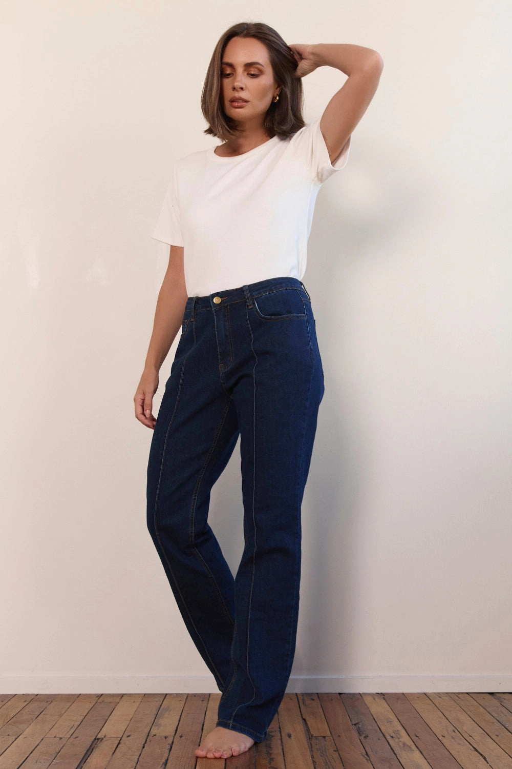 Adrift Denim Bootleg Jean in Dark Wash Base Attire