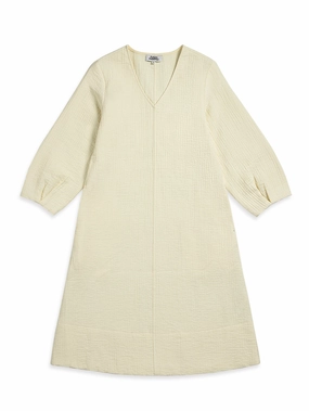 Vibe Style Pleated-Skirt Balloon Sleeve Dress