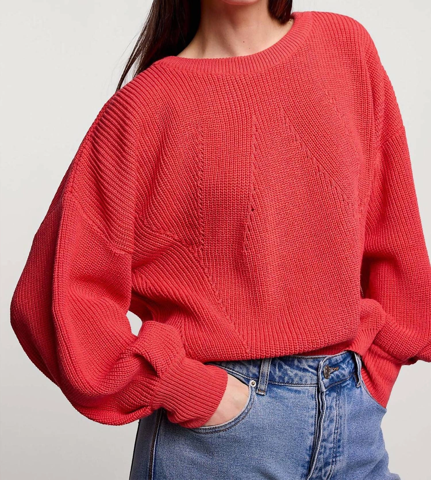 Cold Weather Knitwear All-Day Knitwear Balloon Sleeve Sweater In Coral