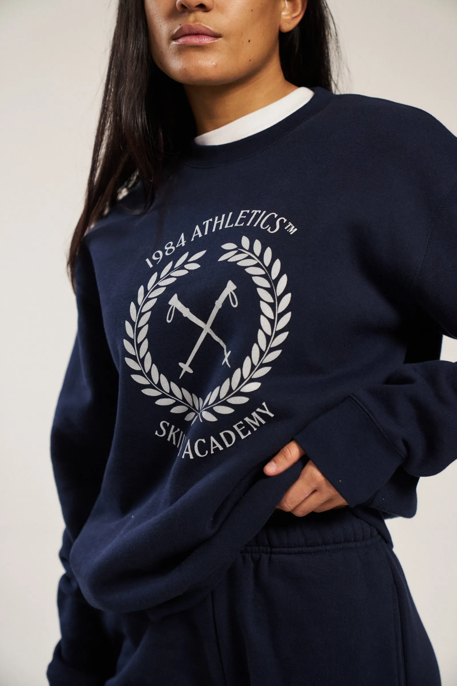Vice 84 'Ski Academy' Crew Sweater - Navy Sleek Wear hypoallergenic