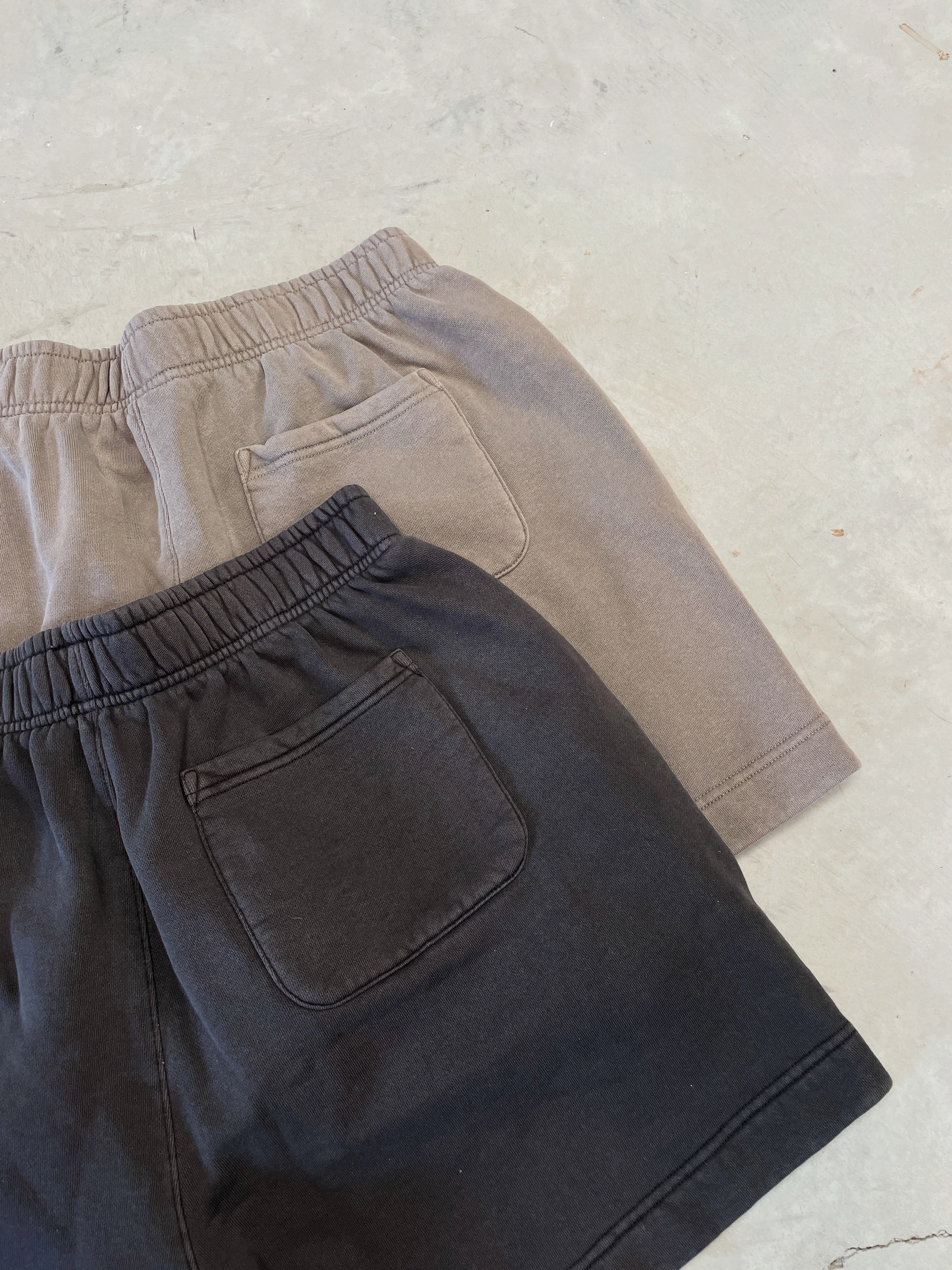 Essentials Premium Faded Jogger Shorts - Vintage Black Leather shorts Quick design