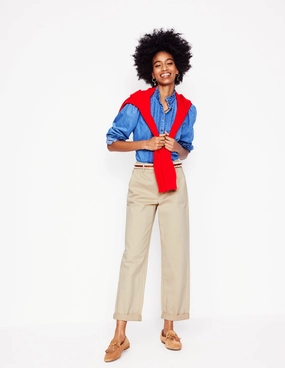 Barnsbury Chino Trousers-Oatmeal Classic Elegance Flexible Cut