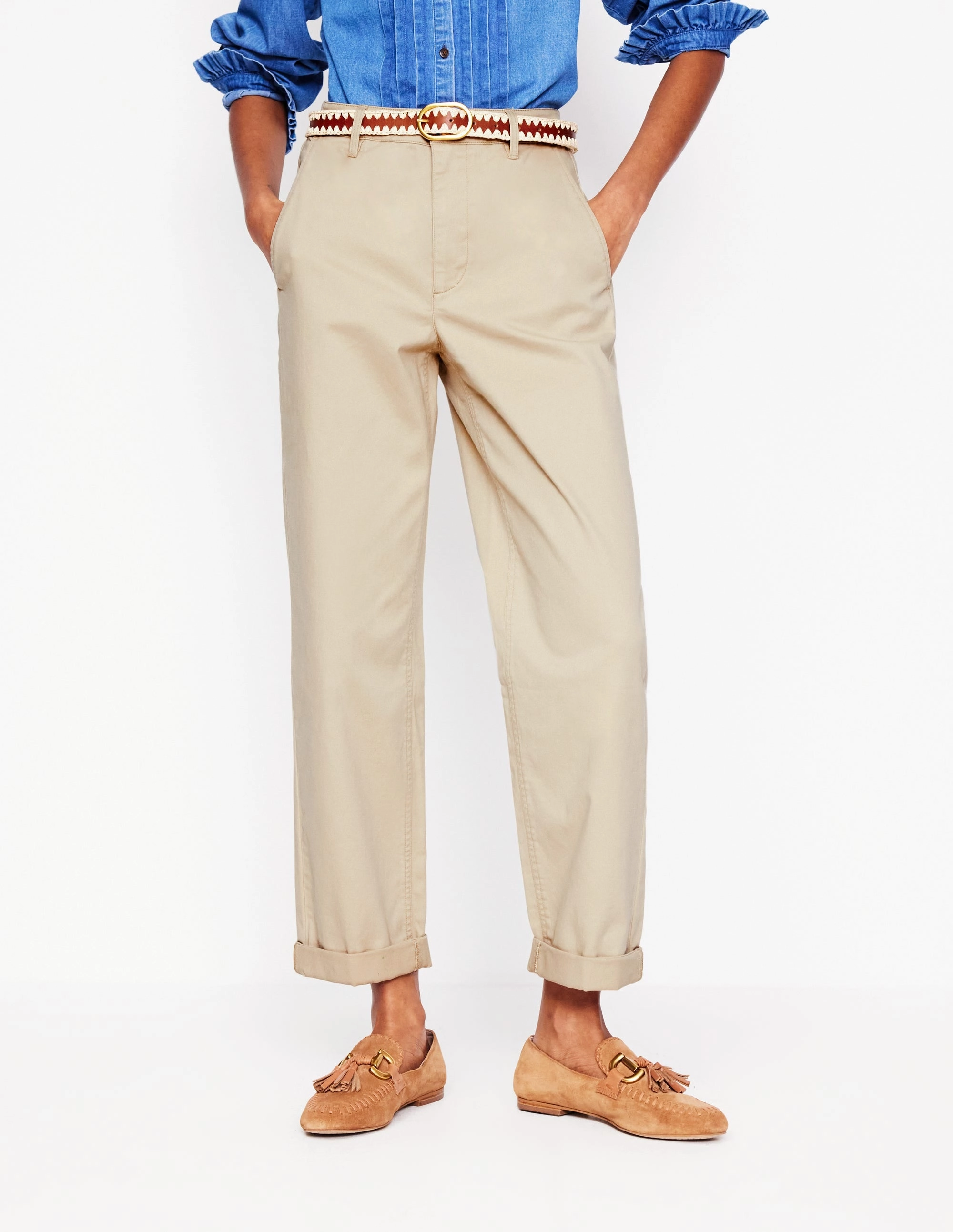 Barnsbury Chino Trousers-Oatmeal UV protection coating Casual Comfort Fit