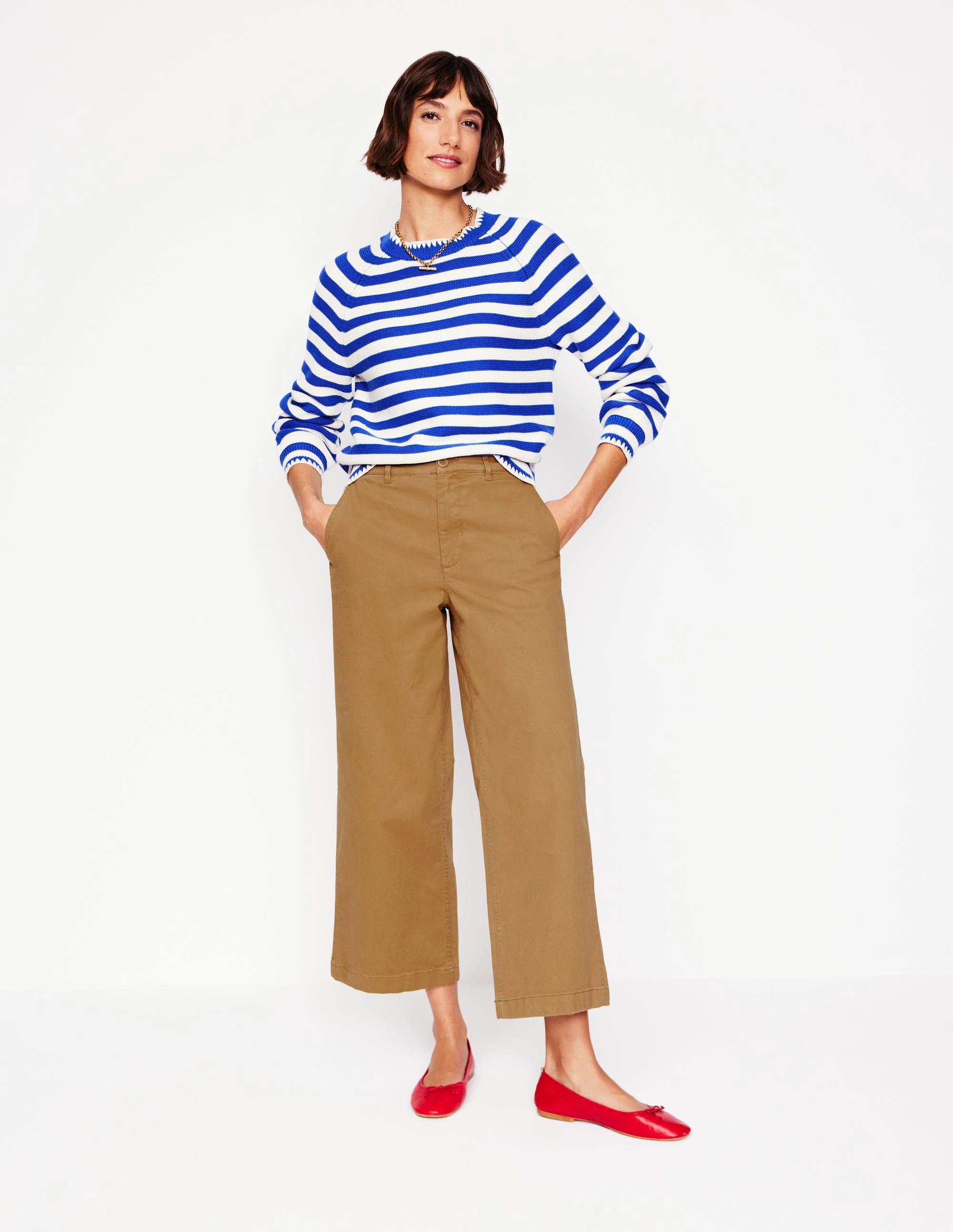 Barnsbury Crop Chino Trousers-Hazelnut Brown Relaxed Waist Outdoor Essentials