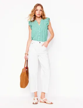 Barrel Leg Jeans-White Chill Wear Minimal Vibe
