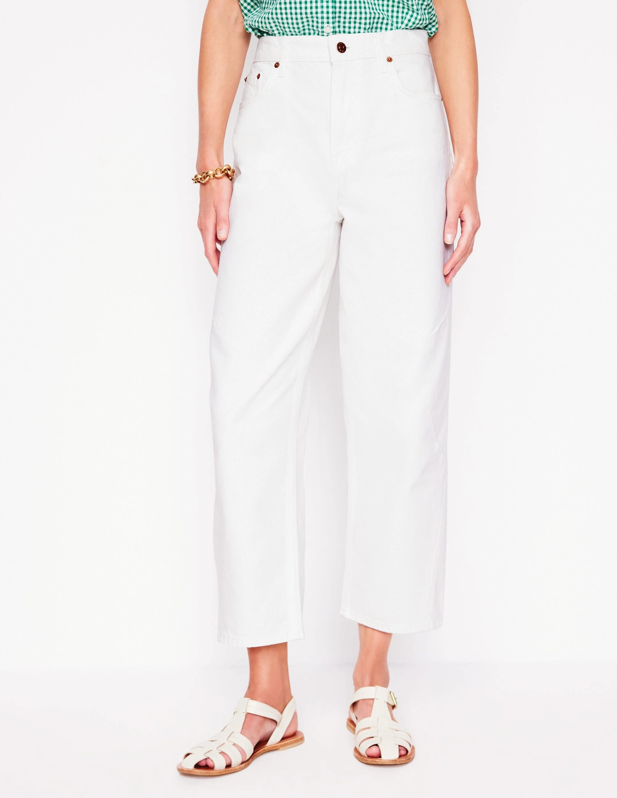 FadeResistant Barrel Leg Jeans-White