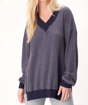 Be Rght Back Cozy Thermal Sweater In Galaxy Blue Recycled Yarn