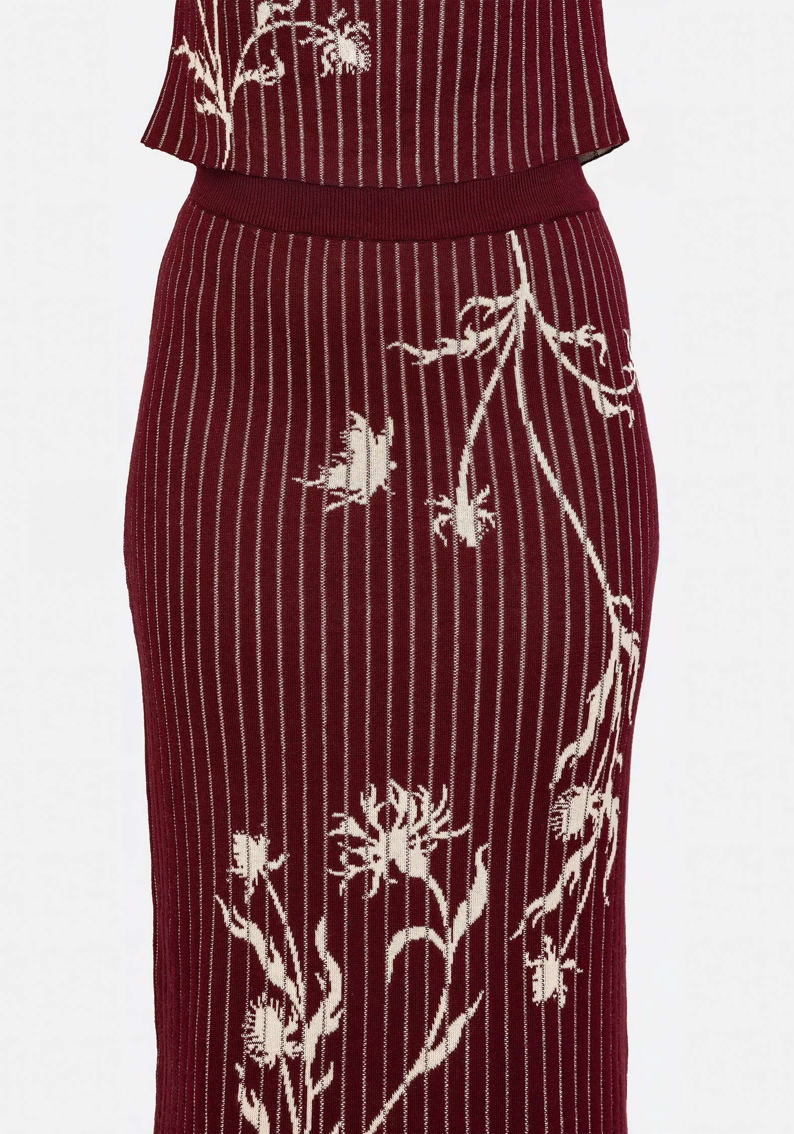 Outfit Ideas Diastella Floral Jacquard Rib Knit Maxi Skirt