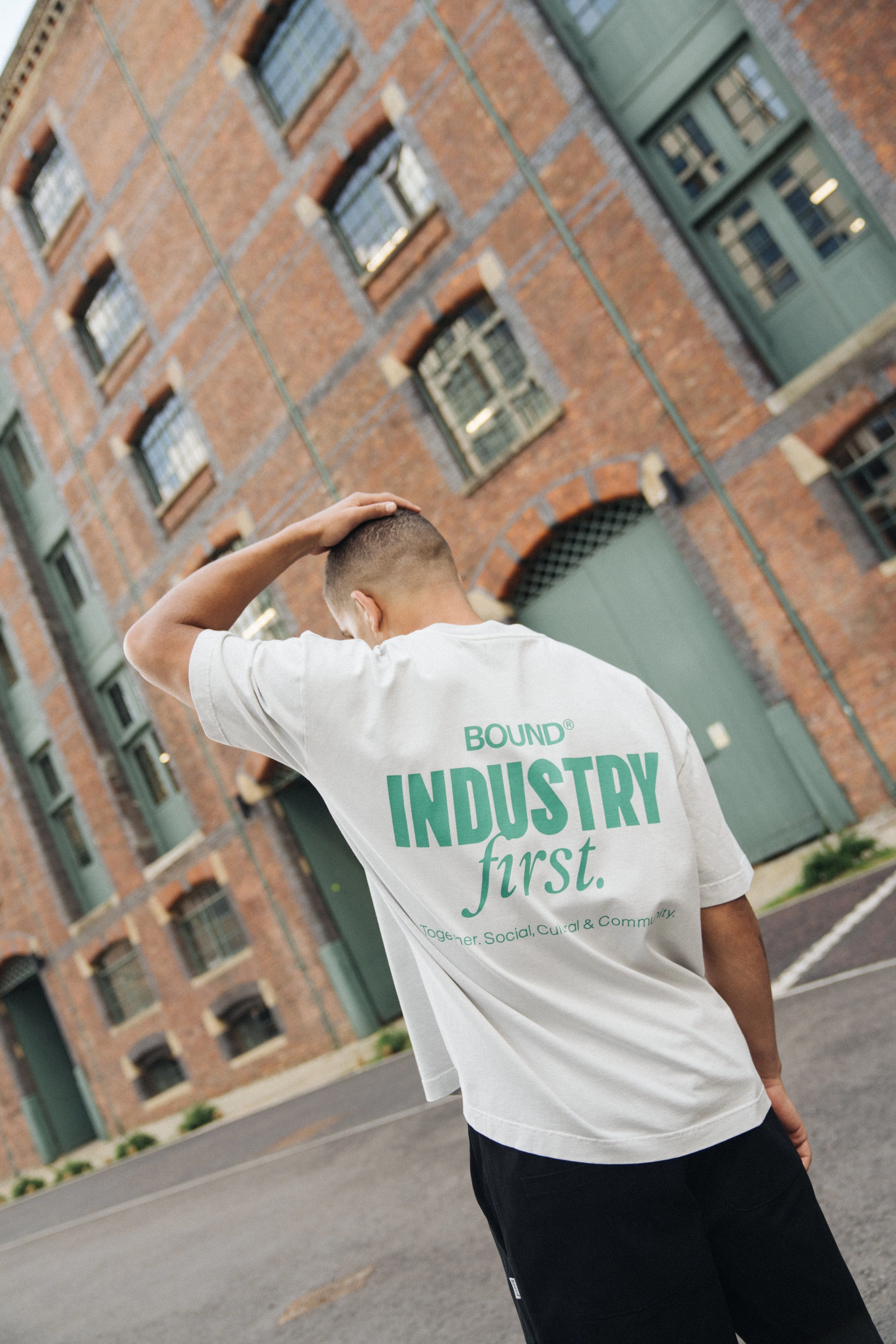bound Industry First Tee - Washed Light Grey Summer Favorite Yarn Dyed Fabric